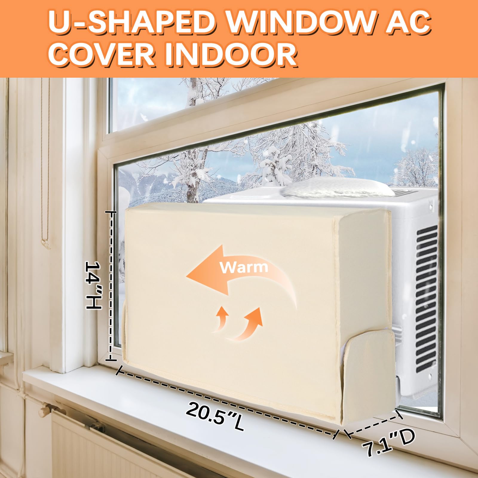 20.5L X 14H X 7.1D Indoor Air Conditioner Cover Compatible With Midea U-Shaped Window Air Conditioner 8000/10000/120000 Btu, 3 L