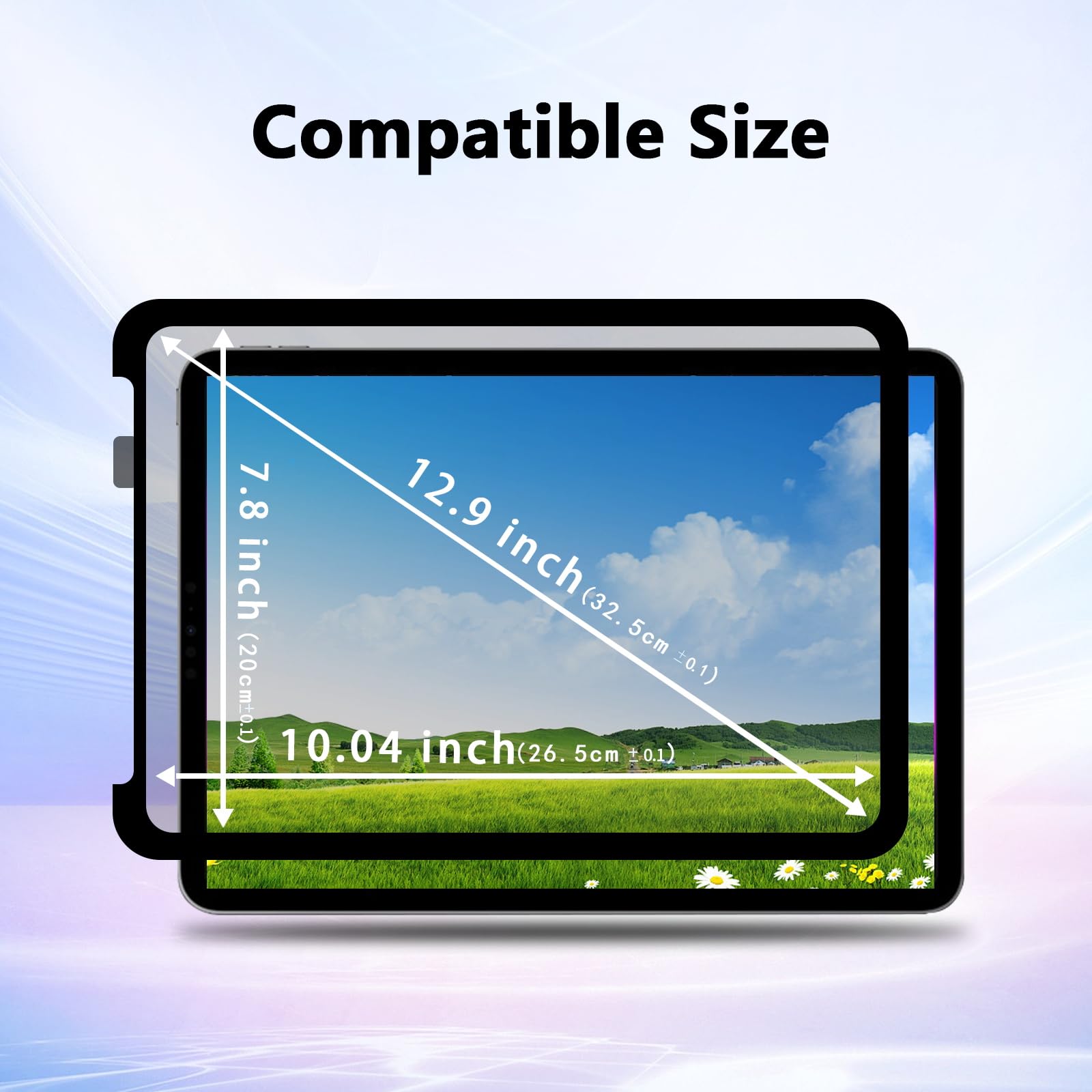 Tarrahow Removable Horizontal Privacy Screen Protector For Ipad Pro 12.9,Vacuum Adsorption,Bubble Free,One Second Installation