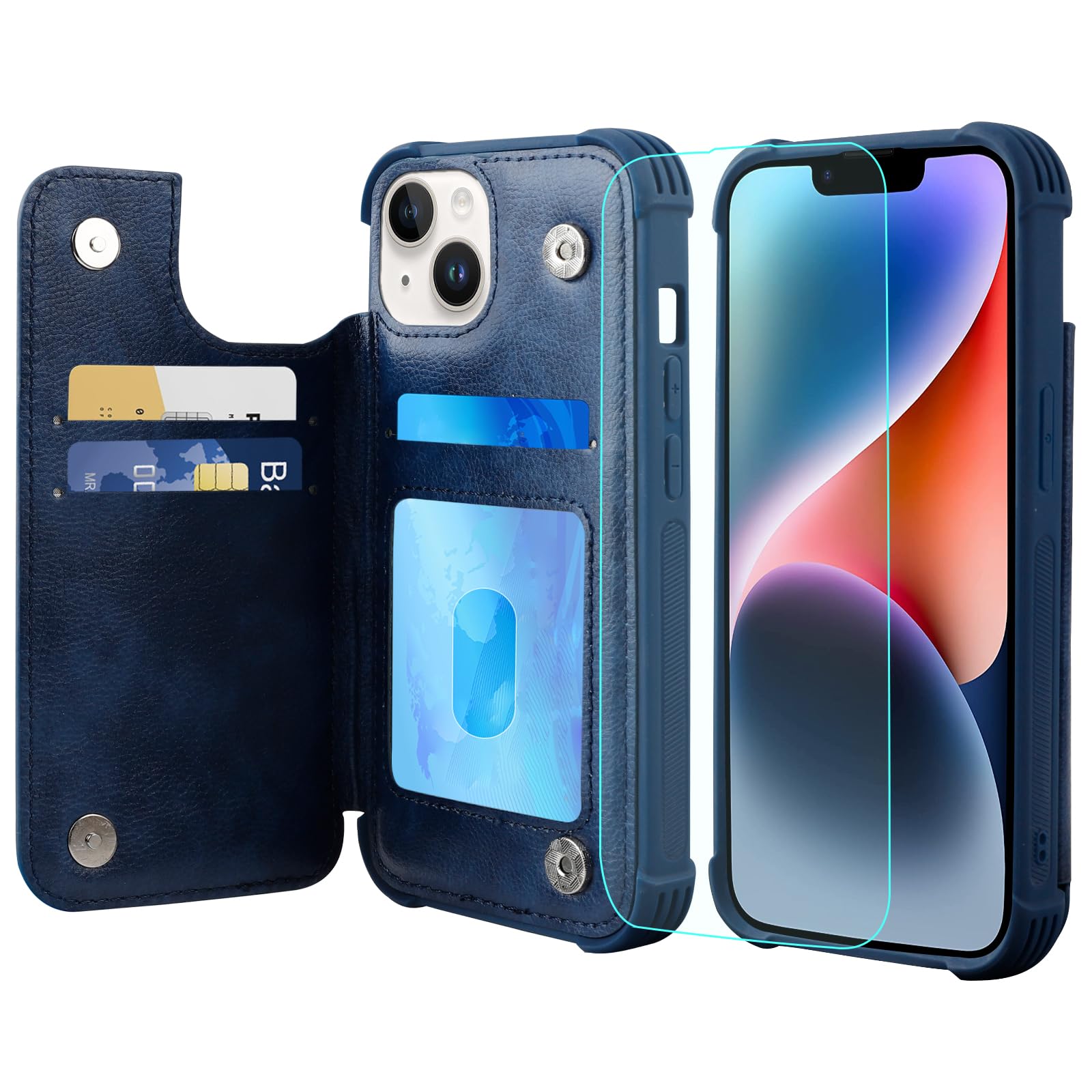 Vanavagy Wallet Case Compatible For Iphone 14/13 For Women And Men,Leather Fits Magnetic Car Mount Flip Folio Phone Cover With C