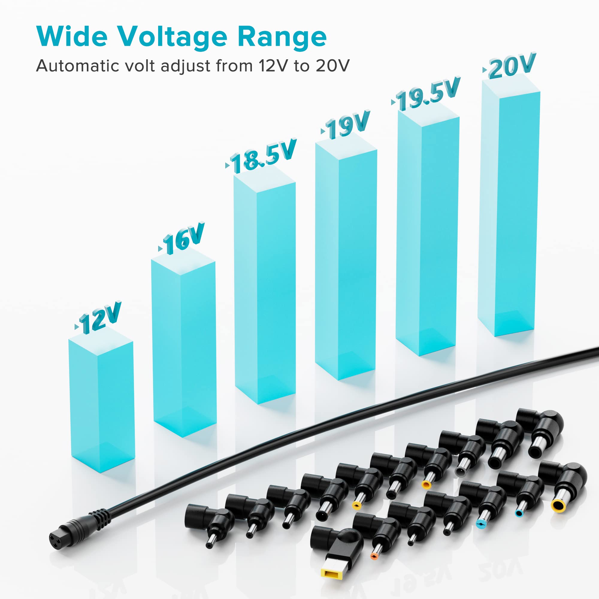 Zozo Universal Laptop Charger 90W Ac Adapter For Hp Dell Gateway Toshiba Lenovo Acer Asus Samsung Sony Ultrabook Chromebook Dc Output 12V 16V 18.5V 19V 19.5V 20V Power Supply Cord With 17 Tips