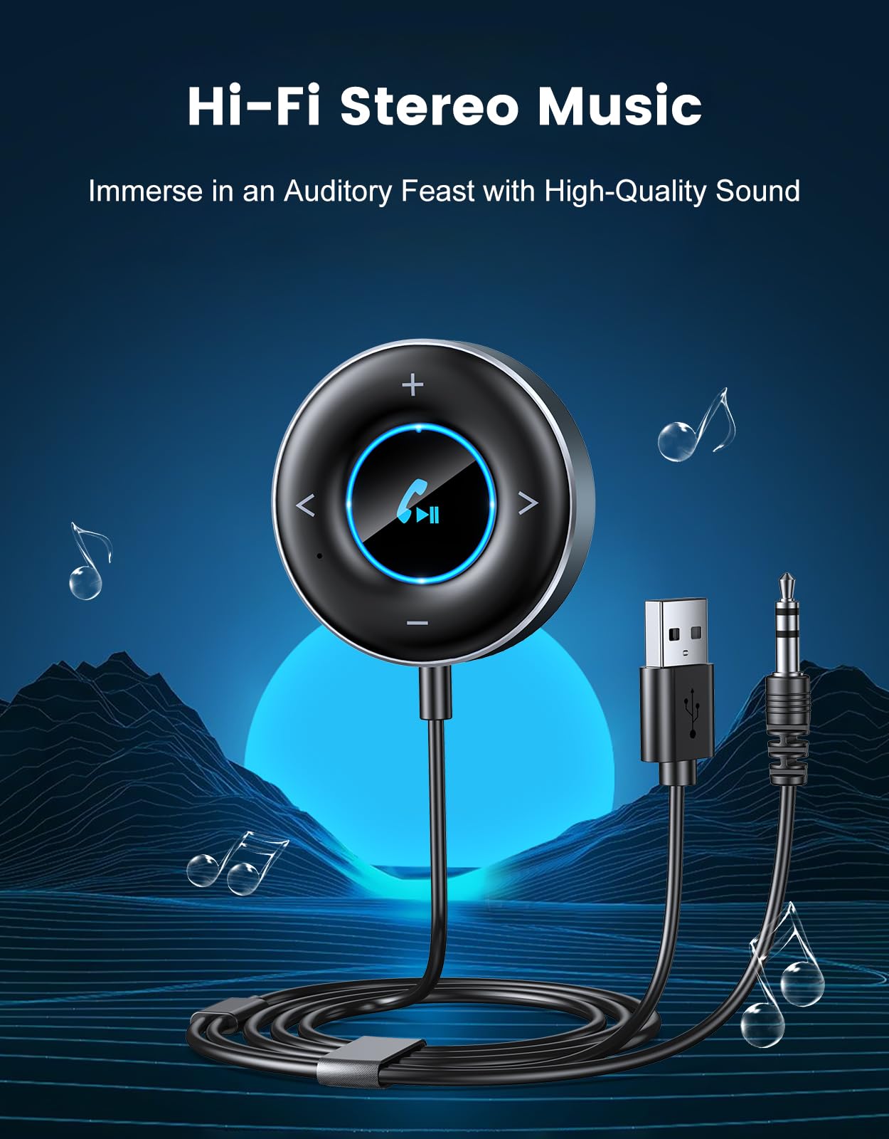 Riwusi Bluetooth Aux Adapter For Car, [Plug And Play] Bluetooth 5.3 Receiver, 3.5Mm Aux Bluetooth Car Adapter For Home Stereo/Sp