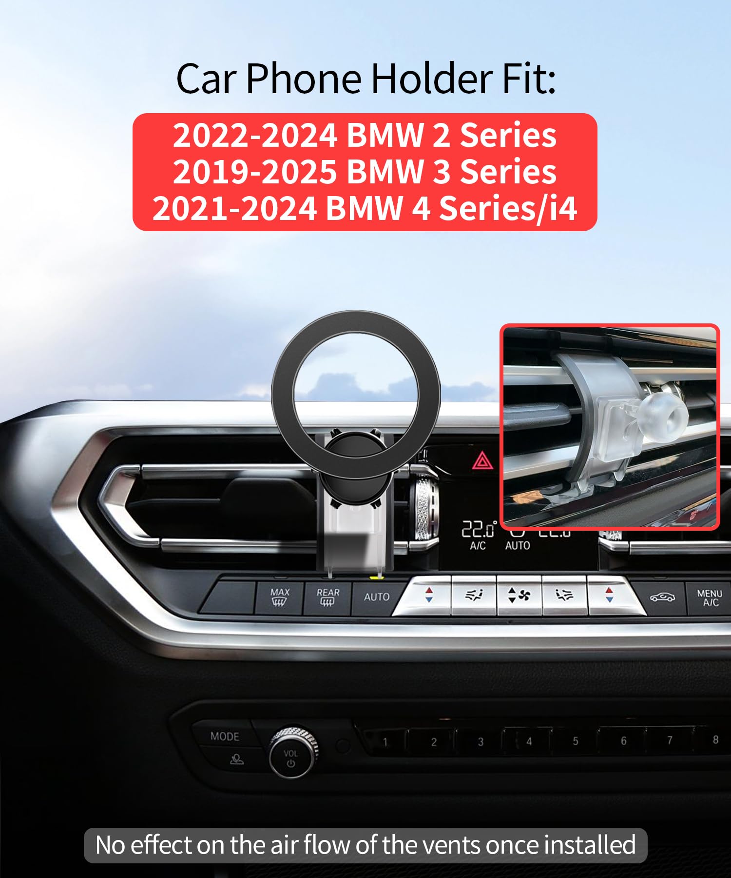 Maserweller Car Phone Holder For Bmw 3 Series 2019-2025 4 Series/I4 2021-2024 2 Series 2022-2024 Accessories, 360 Rotation Phone