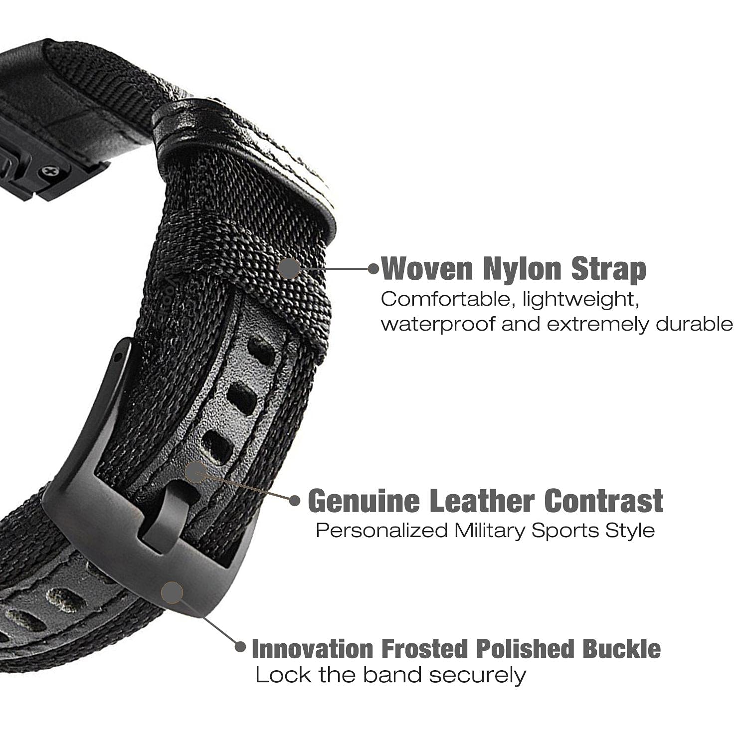 Yooside Fenix 5/Fenix 6 Watch Band, 22Mm Quick Easy Fit Nylon Durable Wristband Strap For Garmin Fenix 5/5 Plus,Fenix 6,Instinct