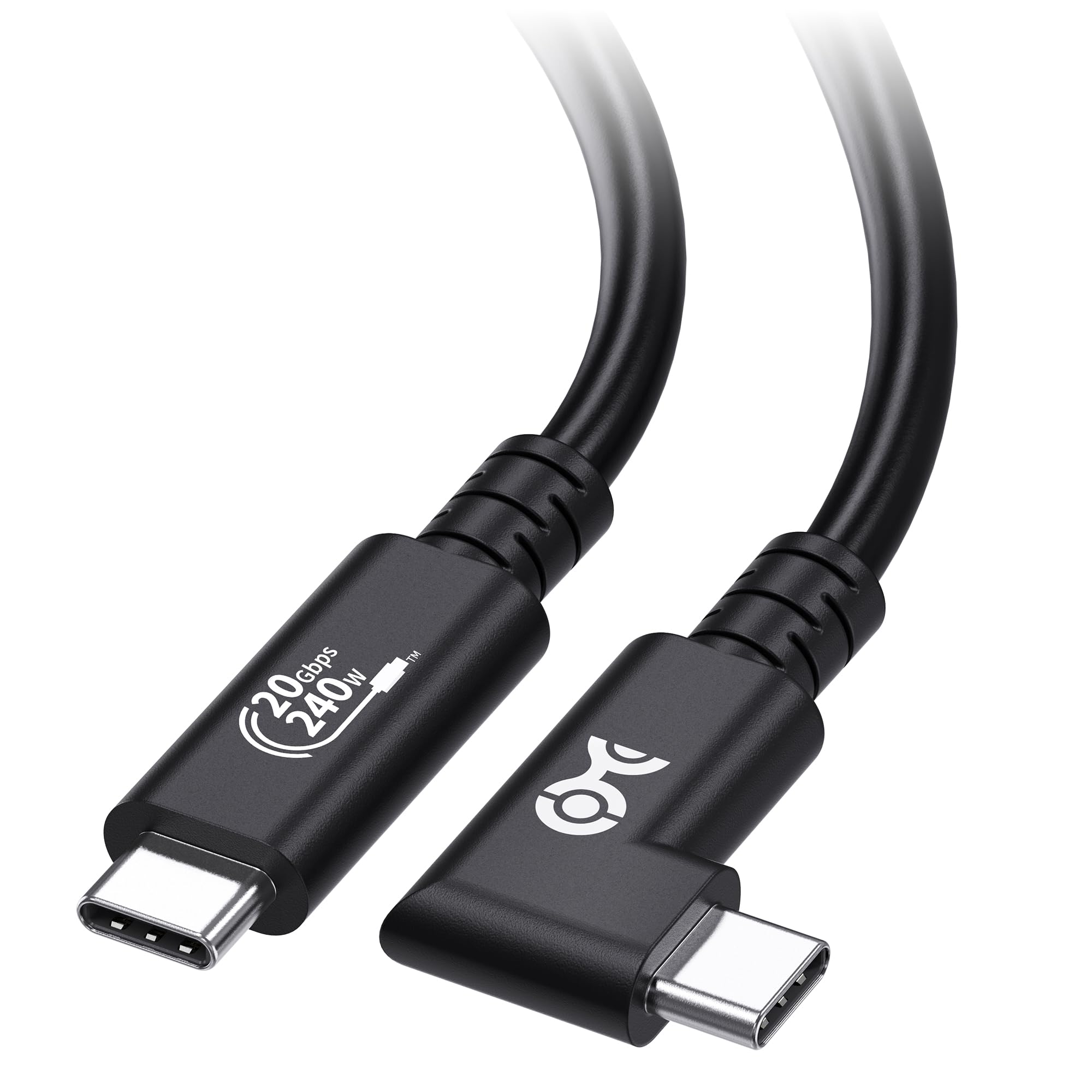 Cable Matters [USB IF Certified] 20Gbps Right Angle USB 4 Cable 6.6ft, Supports Up to [8K@30Hz / 4K@120Hz Video, 240W Charging, 20Gbps Data Transfer] Compatible with Thunderbolt 4 Cable, MacBook, XPS