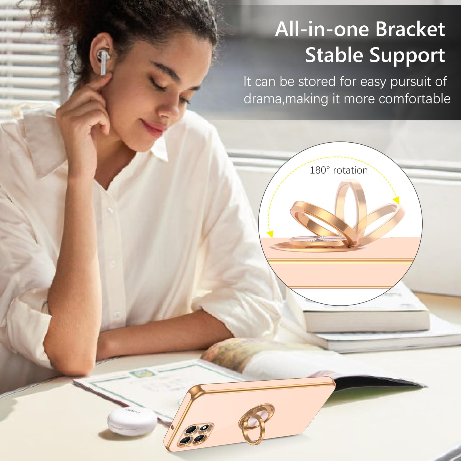 Guagua For T-Mobile Revvl 7 5G Case With 360 Ring Holder Kickstand Magnetic Car Mount Supported Slim Soft Tpu Shockproof Protect