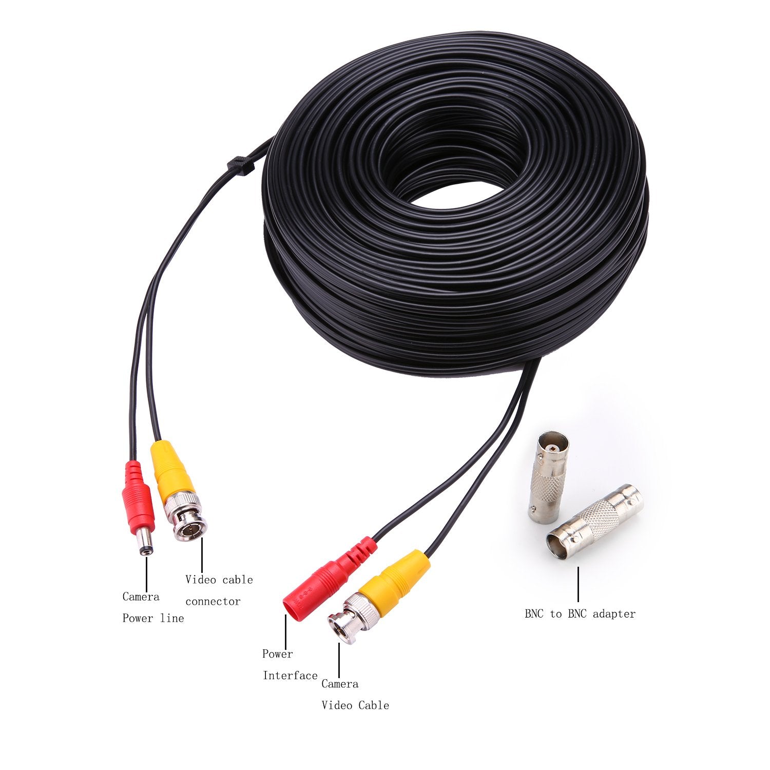 Wildhd Bnc Cable,2X200Ft All In One Siamese Video And Power Security Camera Cable Wire, Bnc Extension Cable With 2 Female Connec