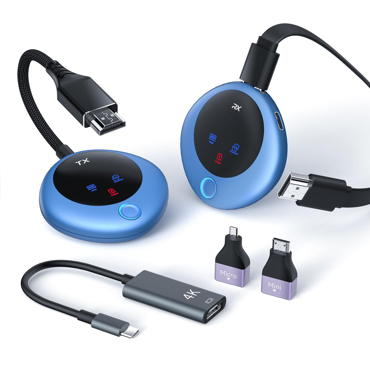 Tpufo Wireless Hdmi Transmitter And Receiver, 4K Decode 1080P Output, 2.4G/5G Plug & Play, Wireless Hdmi For Streaming Video/Aud