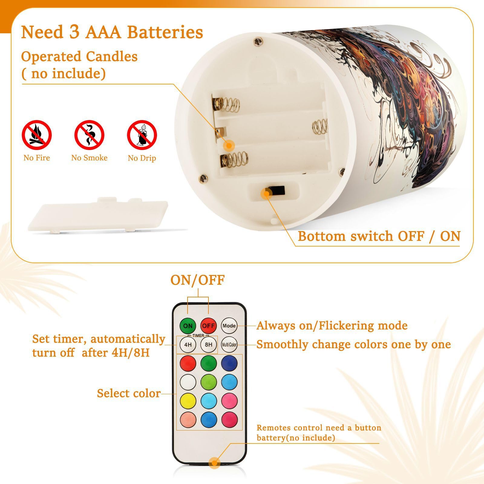 Alaza Butterfly Flickering Flameless Candles Battery Operated With Remote Timer,Tea Light Candles Led Pillar Votive Candles Set