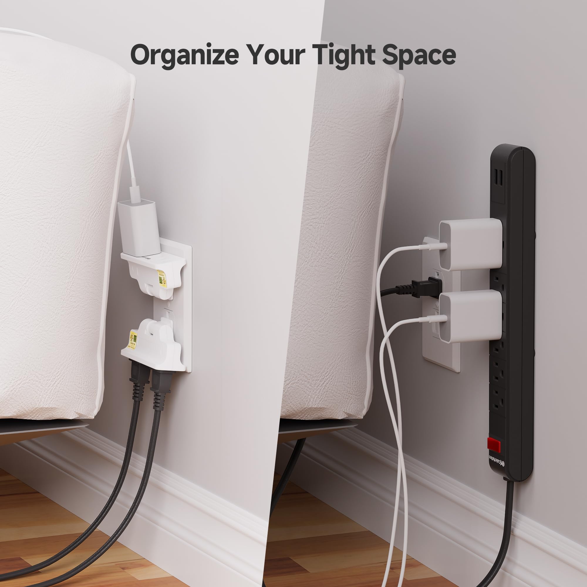 [Ul Listed] Cable Matters 3 Pack 2 Prong 3 Outlet 180 Degree Swivel Wall Tap, 2 Prong Plug Extender, Multi Plug Outlet Adapter,