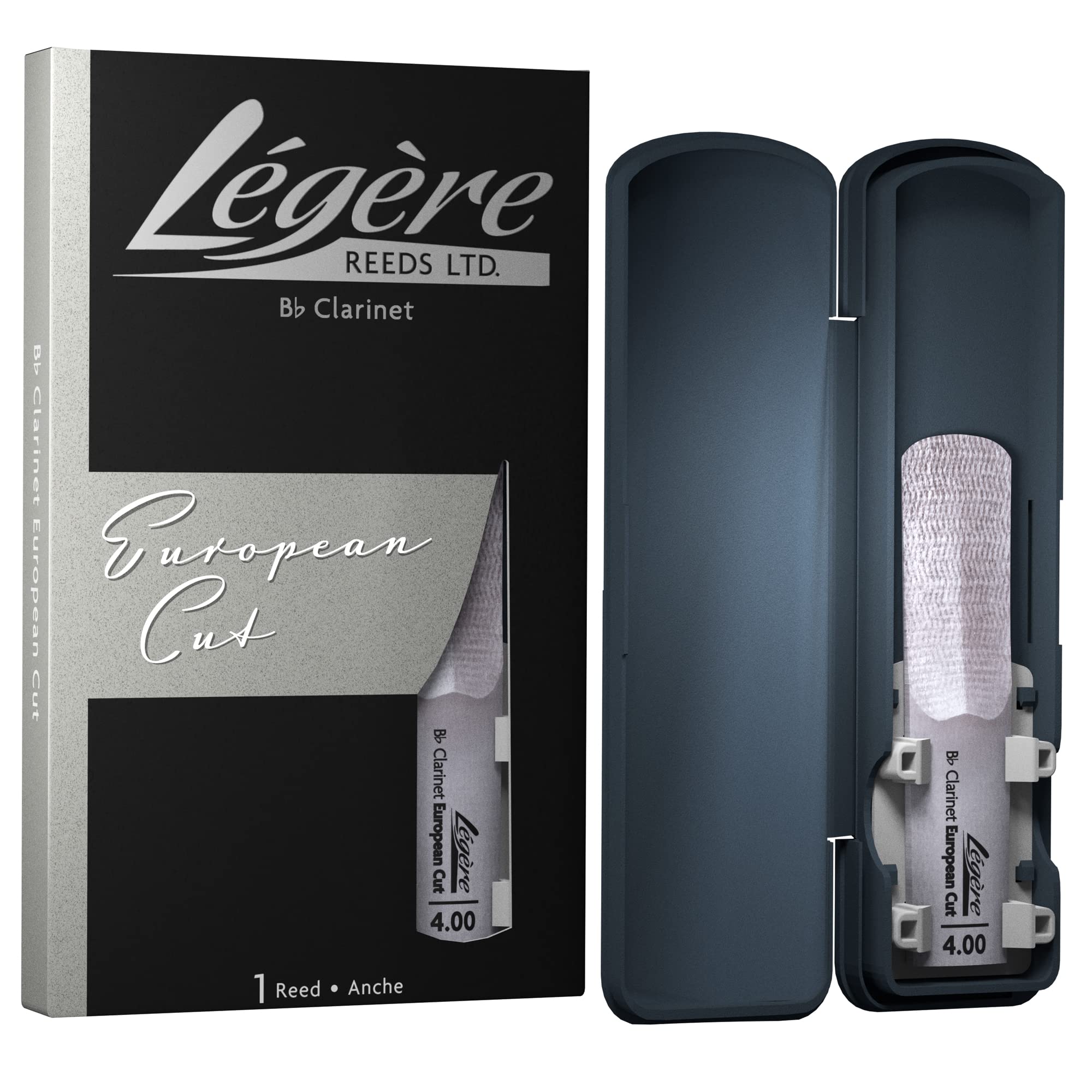 L  gre Reeds - Bb Clarinet Reed, European Cut, Strength 4.00 (BBES4.00) - Premium Synthetic Woodwind Reed
