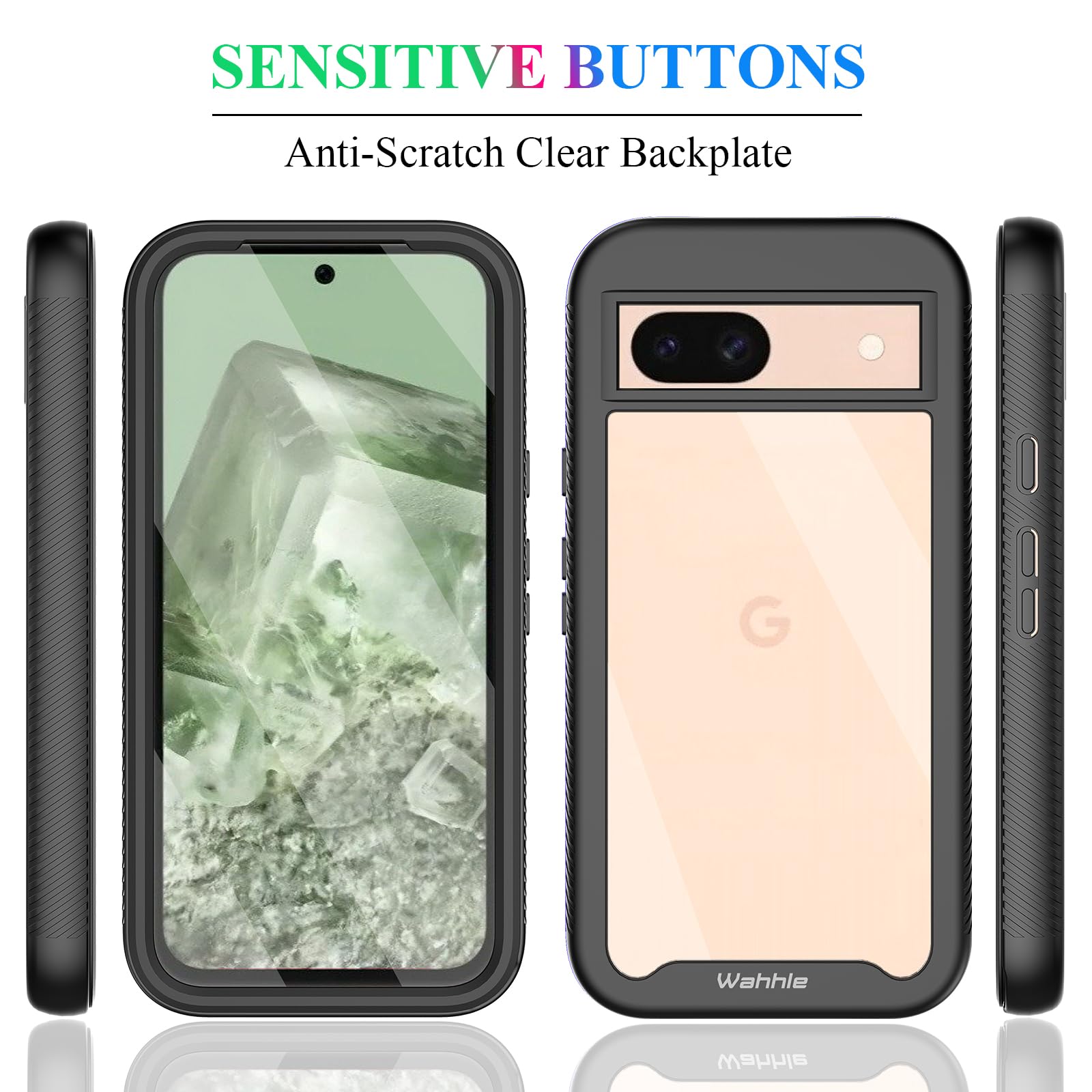 Wahhle Compatible With Google Pixel 8A Case, Built In Screen Protector Full Body Shockproof Slim Fit Bumper Protective Phone Cov