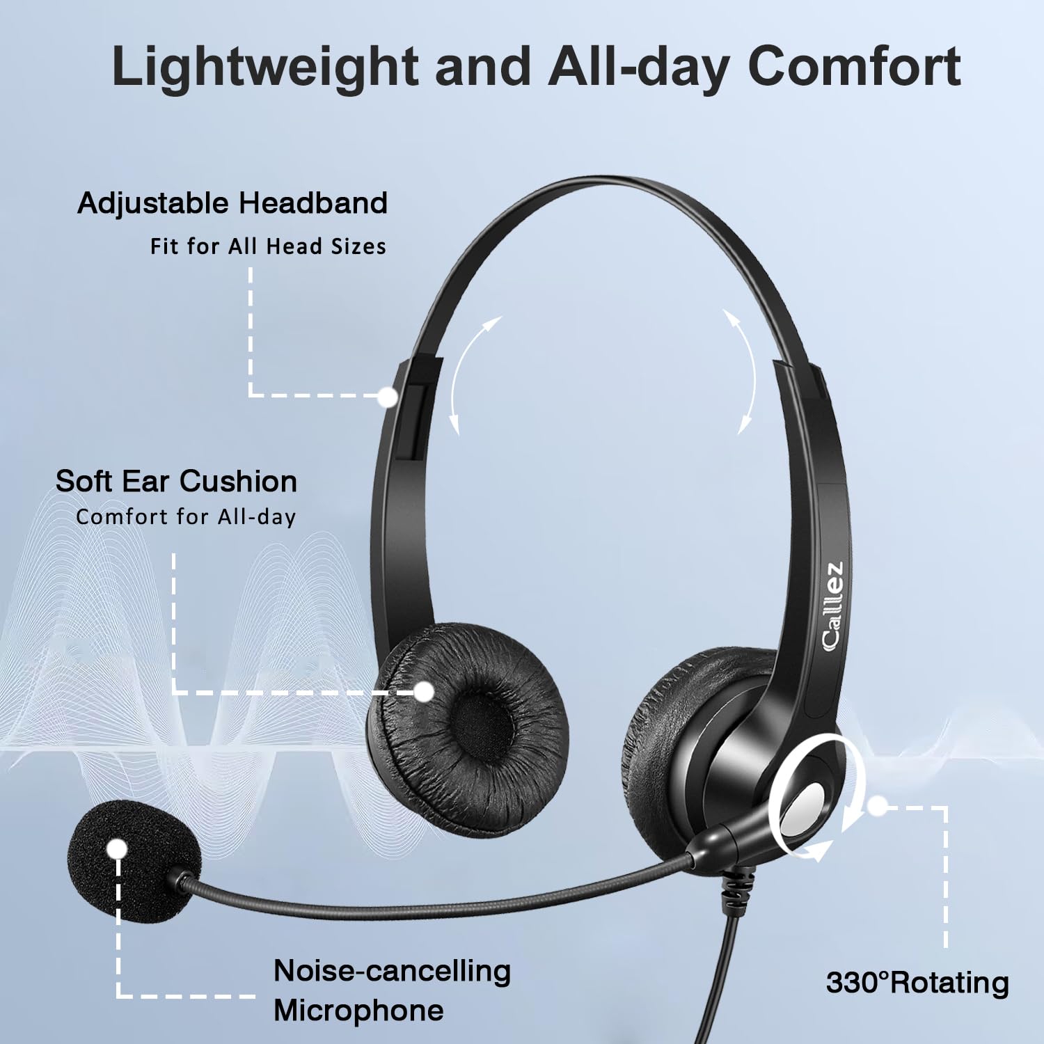 2.5Mm Phone Headset With Microphone Noise Cancelling & Volume Controls, Office Telephone Headphone Compatible With Panasonic At&