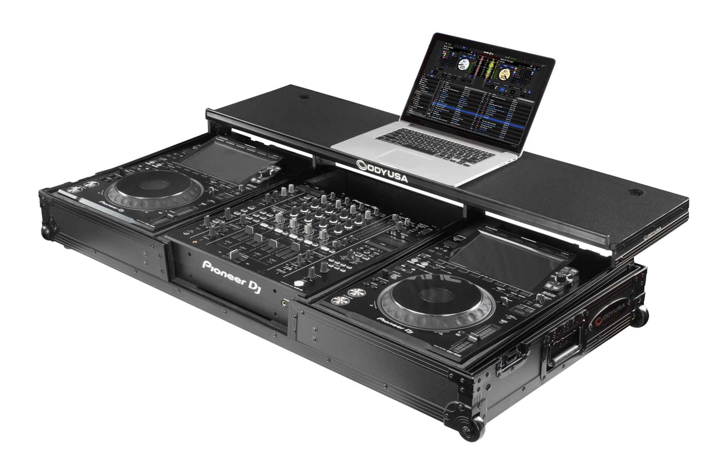Odyssey Glide Style Black Label DJ Coffin Flight Case with Wheels for DJMA9 and CDJ3000 or Similar Size Gear