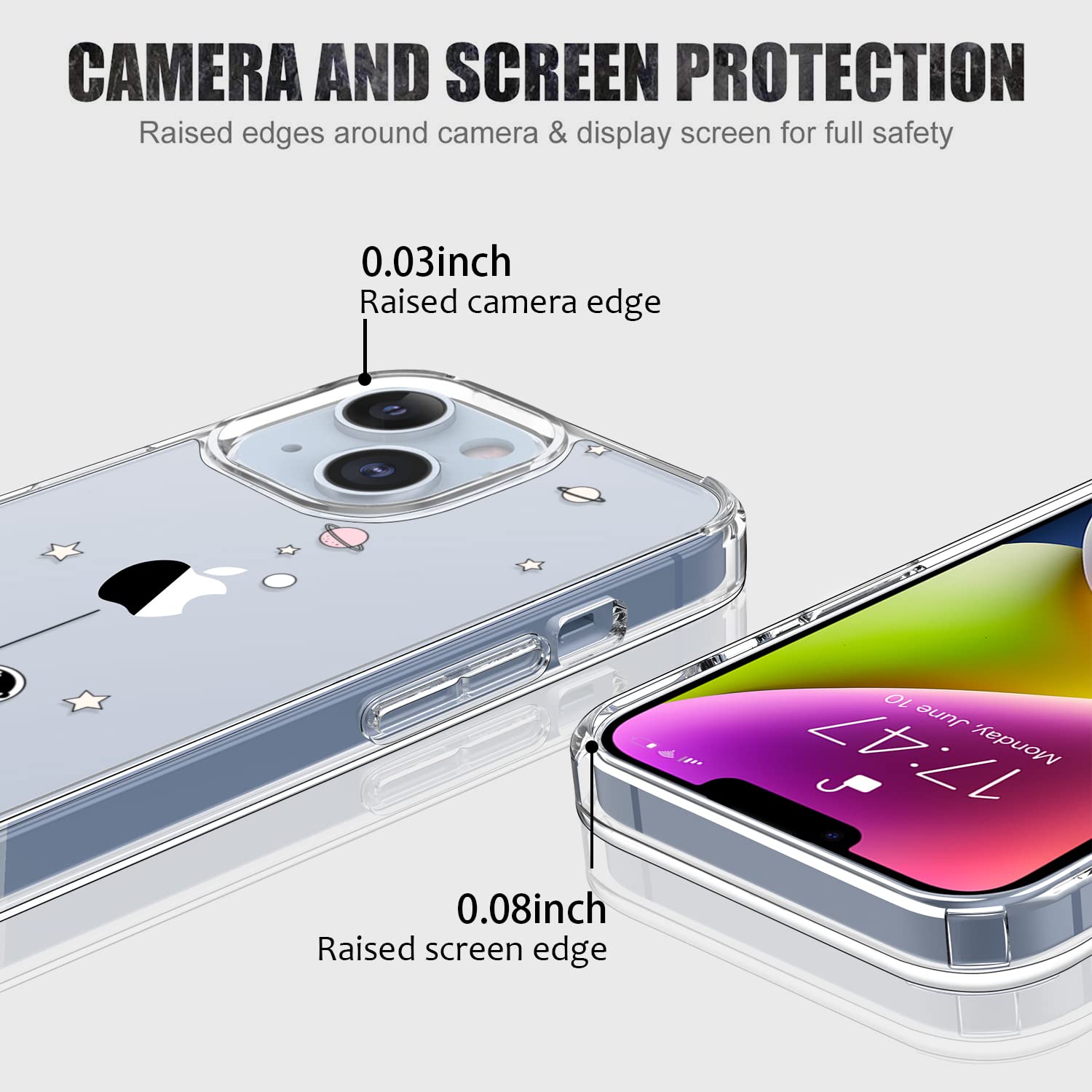 Luhouri Designed For Iphone 14 Case With Screen Protector - Slim Fit, Sturdy Clear Acrylic Cover For Women And Girls - Protectiv