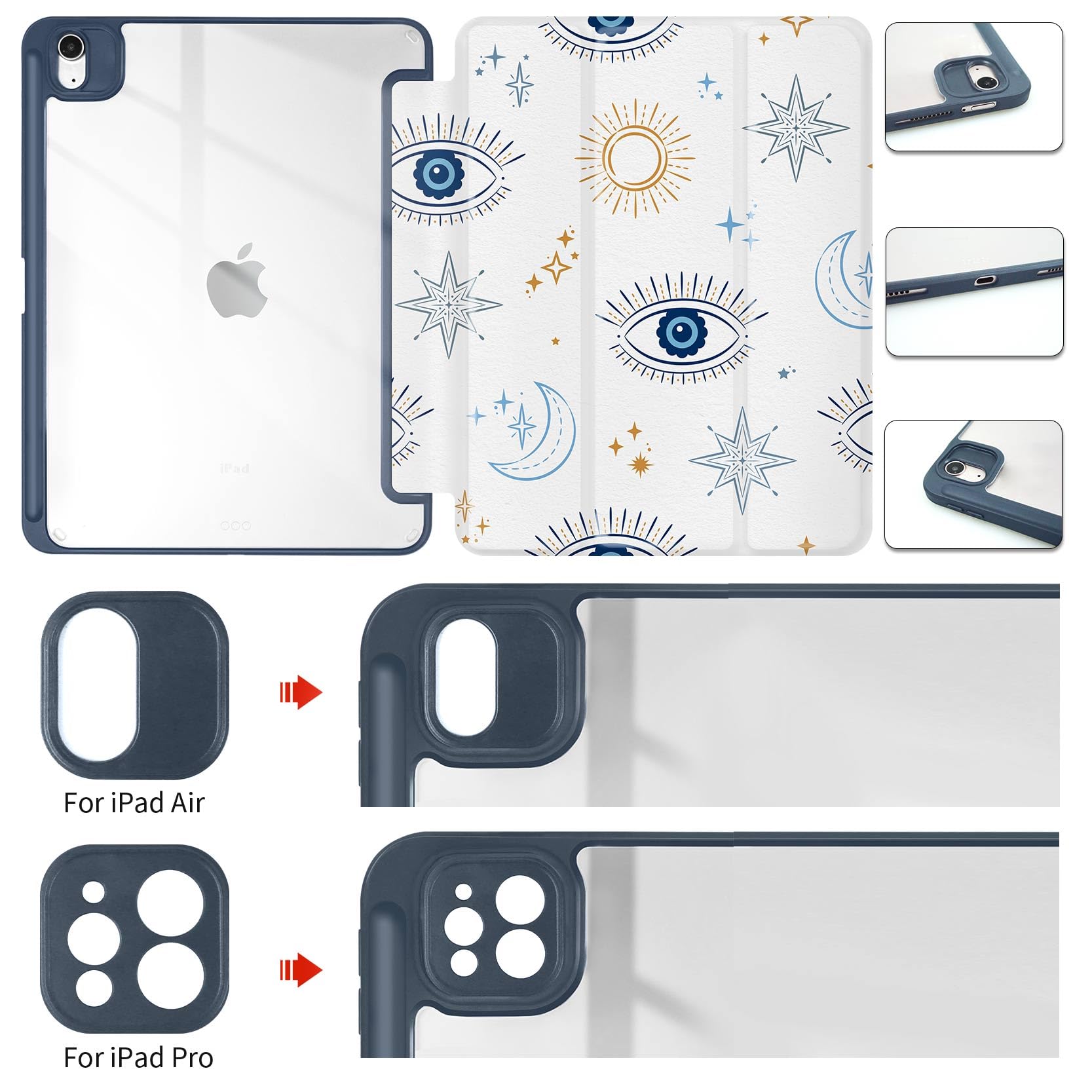 Trizoanic Ipad Air 5Th Generation Case Ipad Air 4Th Gen Case,Ipad Air Cases 10.9 Inch,Clear Back Ipad Pro 11 Inch Case,Pencil Ho