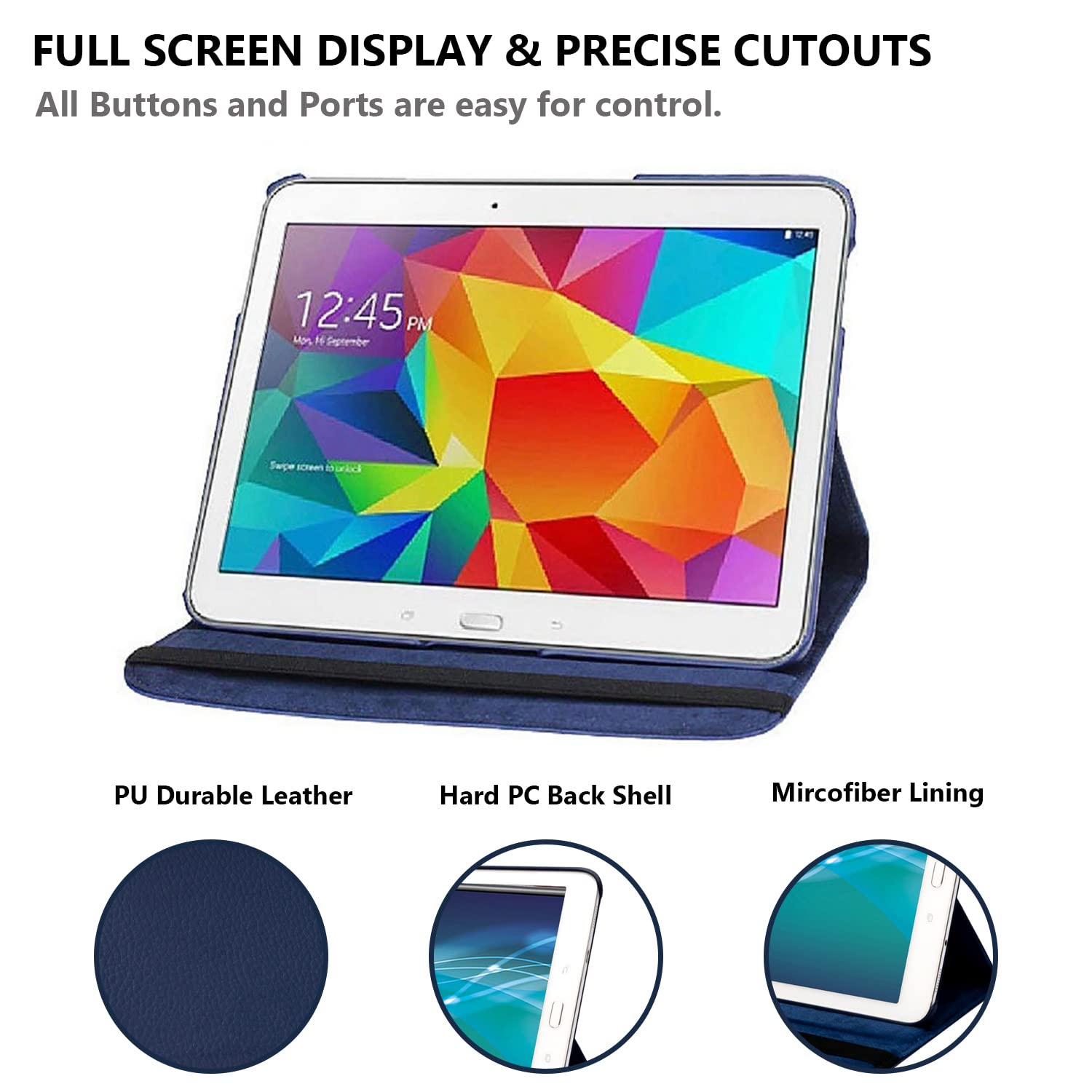 Case For Samsung Galaxy Tab 2 10.1 Inch 2012 (Gt-P5100 Gt-P5110 Gt-P5113), 360 Degree Rotating Stand Case Full Protective Cover,