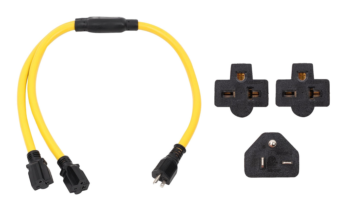 Onetak Nema 6 20P To 2 Outlet 6 20R Y Splitter Stw 3 Feet 240V 20 Amp 3 Prong Male Plug Female Receptacle Welder Welding Dryer P