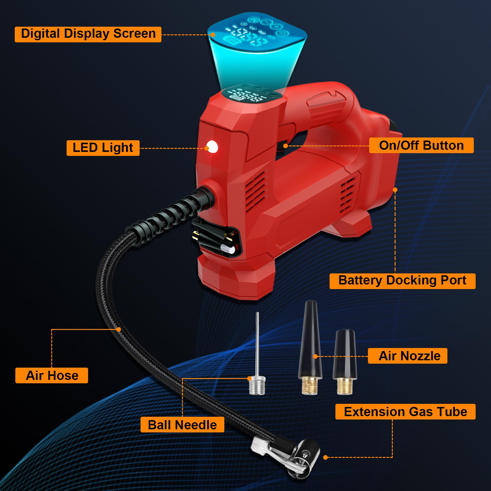 Cordless Tire Inflator Air Compressor For Craftsman 20V V20 Battery, Portable Handheld Air Pump With Digital Pressure Gauge For