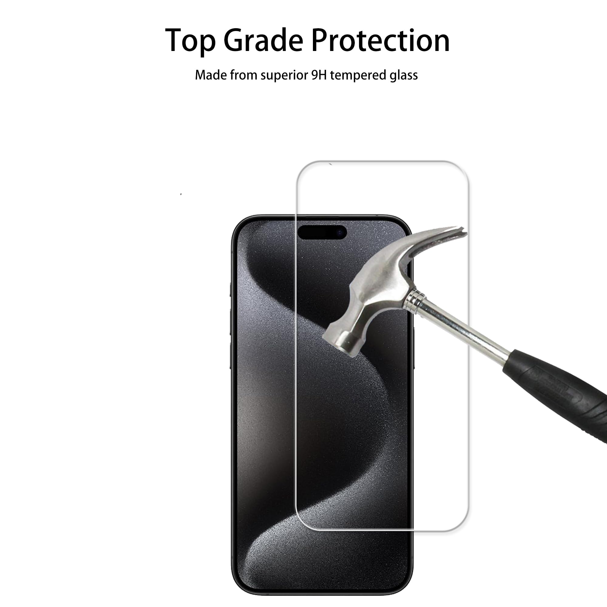 Hkkais Screen Protector For Iphone15 Pro Max Tempered Glass Film With Easy Alignment Tool 3 Pack