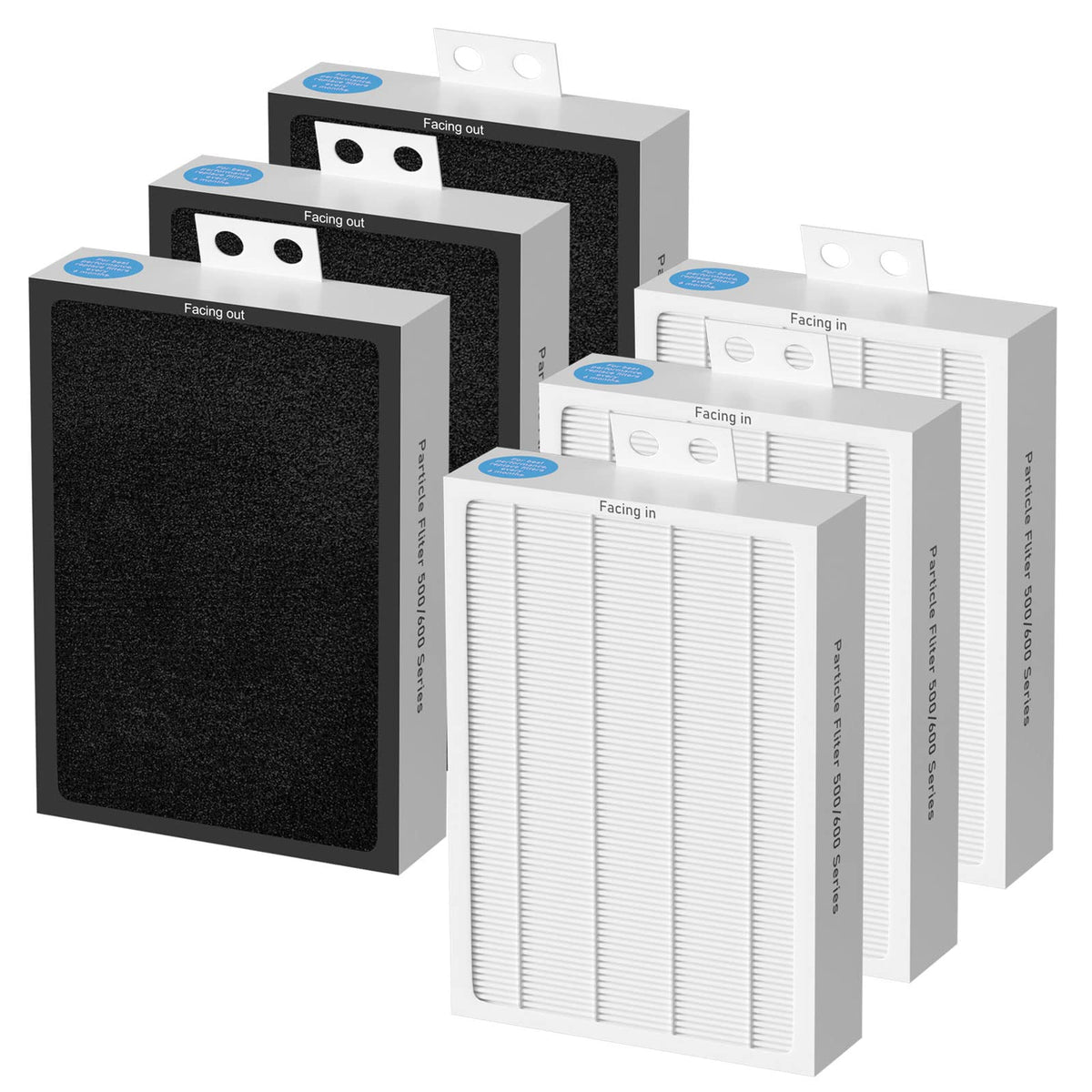 Ganteny 6 Pack 500/600 Series Hepa Filter Replacement Compatible With Blueair 500/600 Series Air Cleaner Purifiers 501 503 505 5