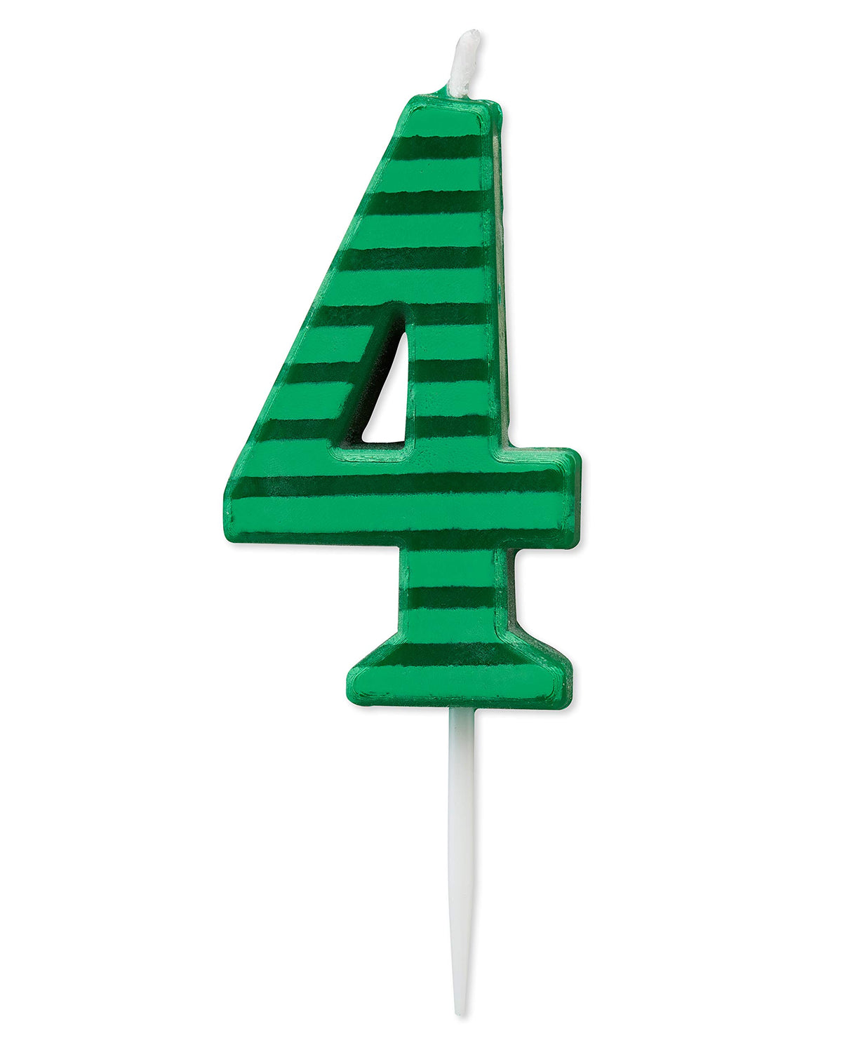 Papyrus Number 4 Birthday Candle, Green Stripes (1 Count)