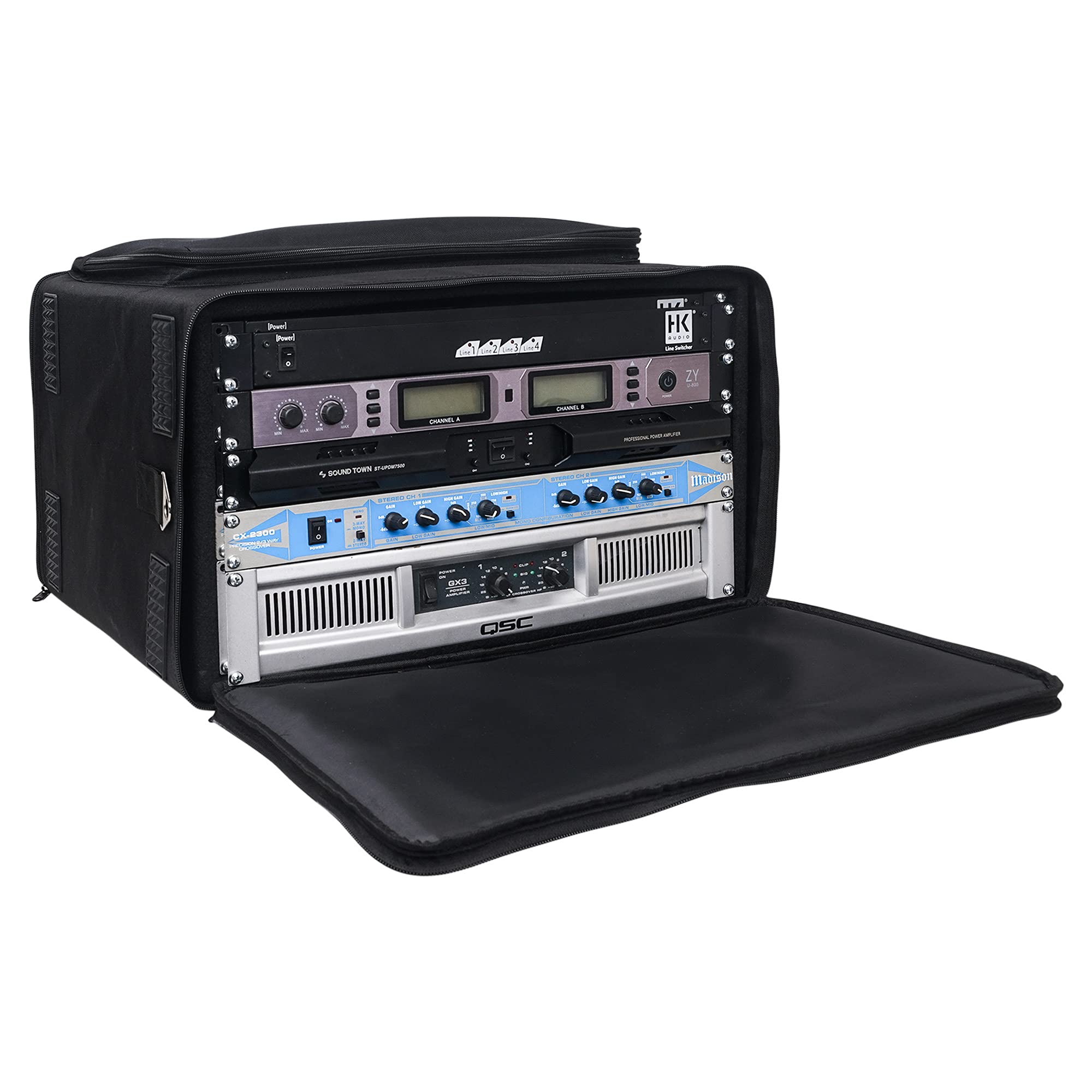 Sound Town Portable 6U Rack Bag, Soft Rack Case with 14 Rackable Depth, Plywood Rack Frame, Shoulder Strap, Accessory Pocket (S