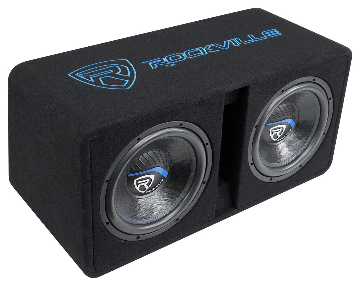 Rockville DV12K52 Dual 12' K5 2800w Car Subwoofers+Vented Sub Enclosure Box/2Ohm