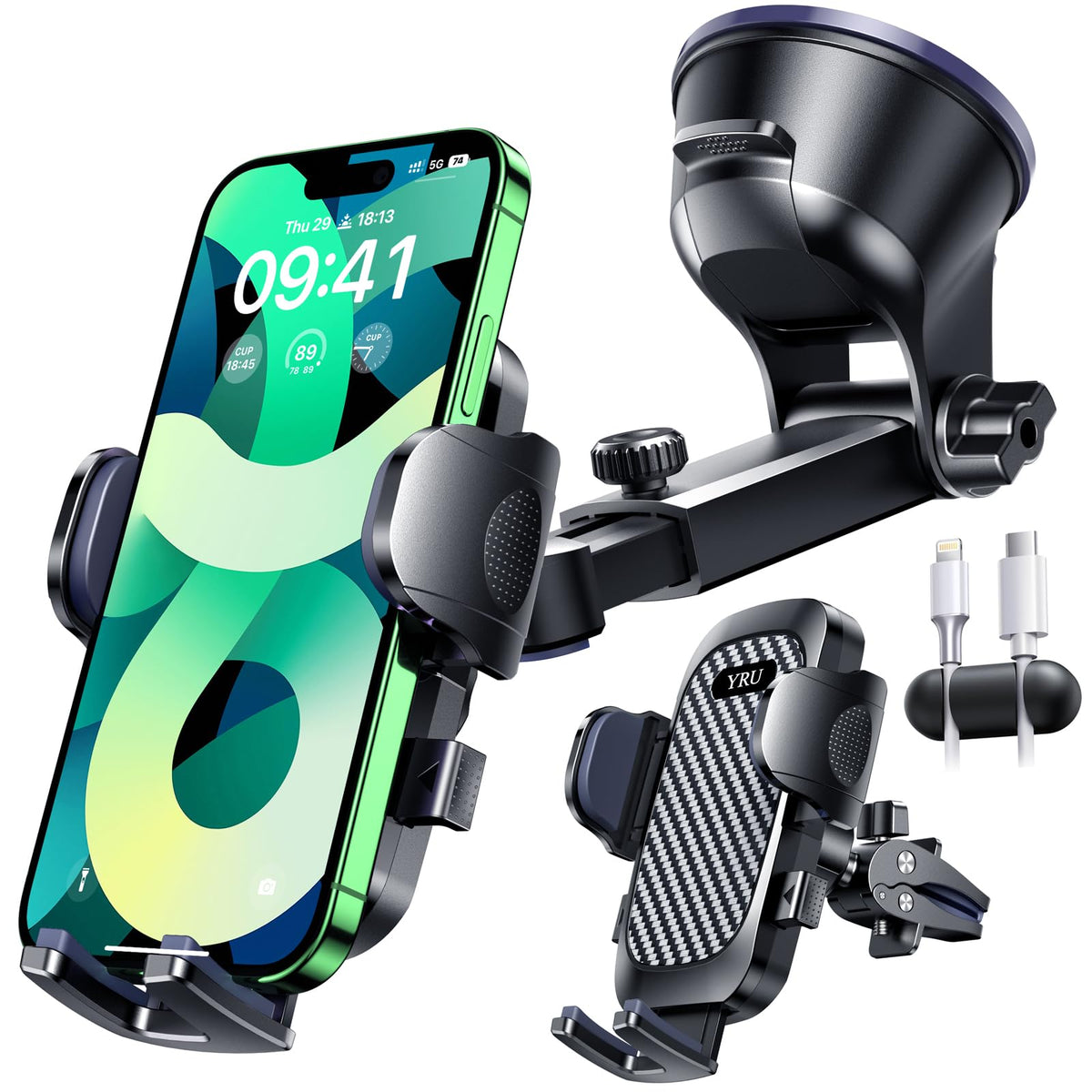 ?Best 80Lbs Safest Strongest Suction & Military Grade? Car Phone Holder Mount ?2024 Ultimate All Patent Safety Certs? Dashboard Windshield Vent Truck Cradle For Iphone 15 Pro Max 14 Samsung, Black