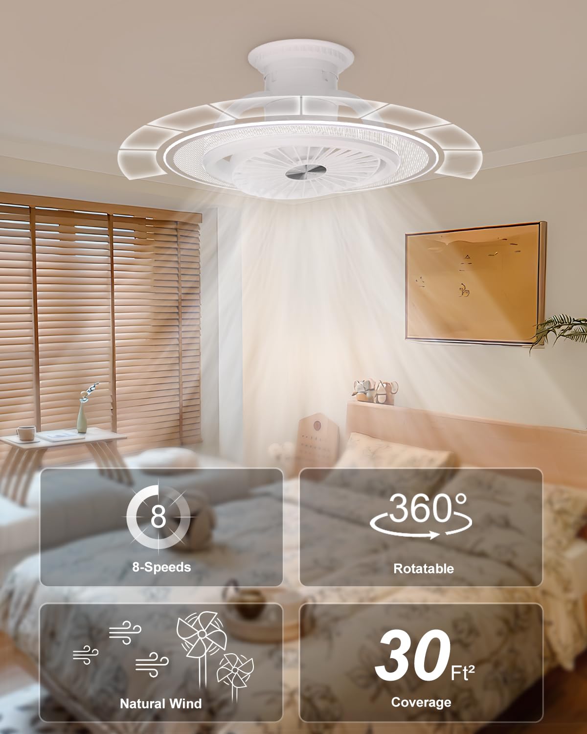 Aoncia Ceiling Fans With Lights And Remote   8 Speeds Flush Mount Ceiling Fan With Memory, Reversible, 2700 6500K Dimmable Smart