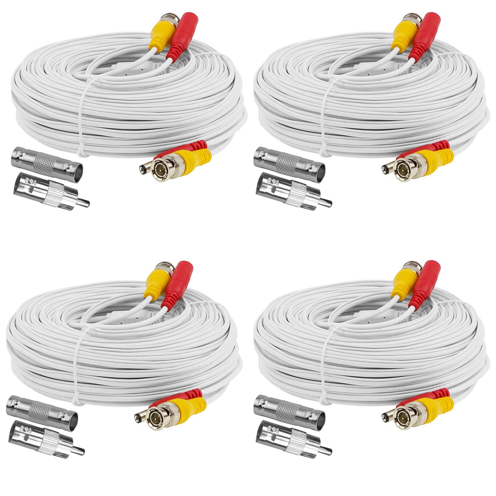 Security Camera Extension Cable, With Connectors, Video And Power All In One Siamese Cable For Surveillance Cctv Dvr System, Whi