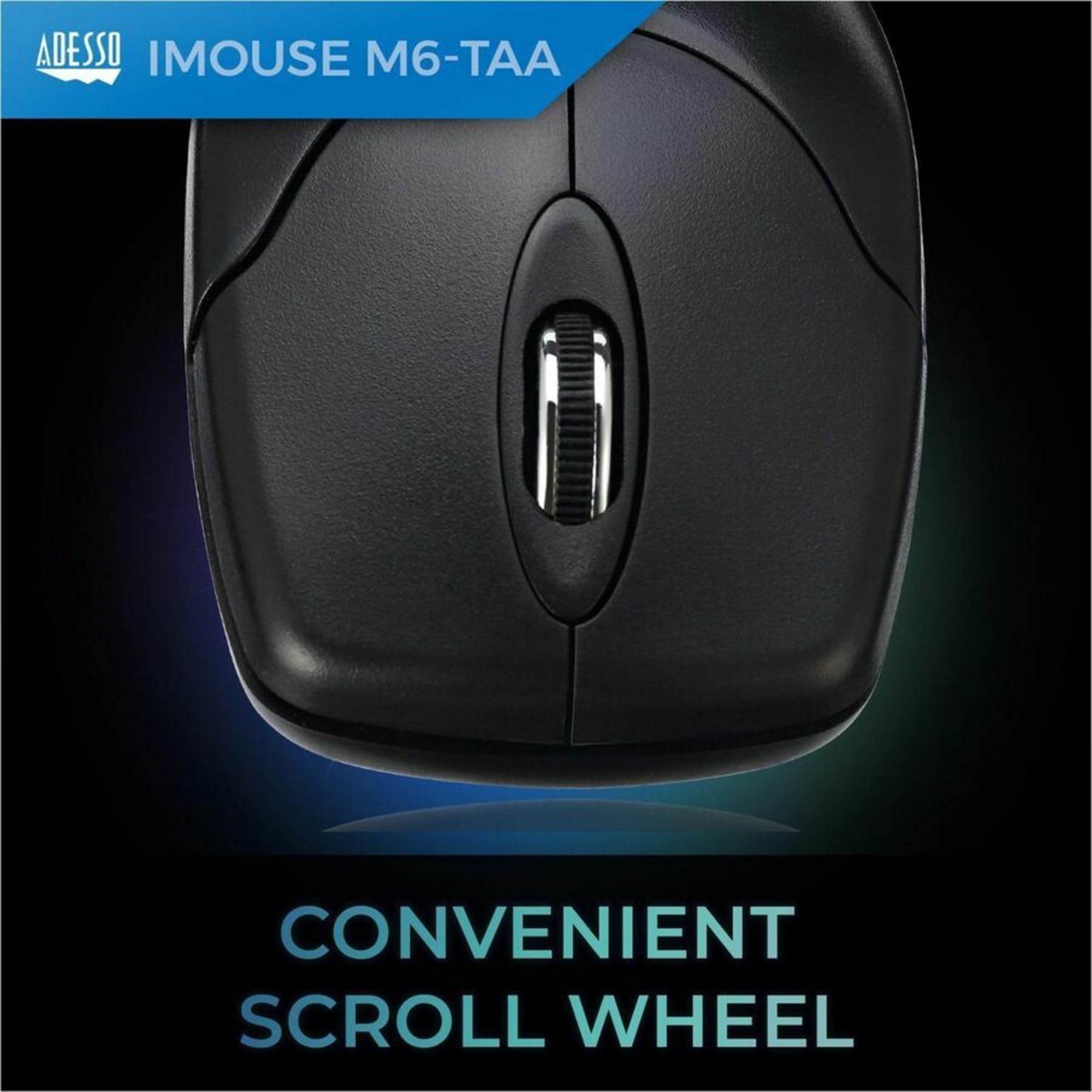 Adesso Taa Usb Optical Scroll Mouse, 1000 Dpi, Enhanced Optical Sensor, Convenie