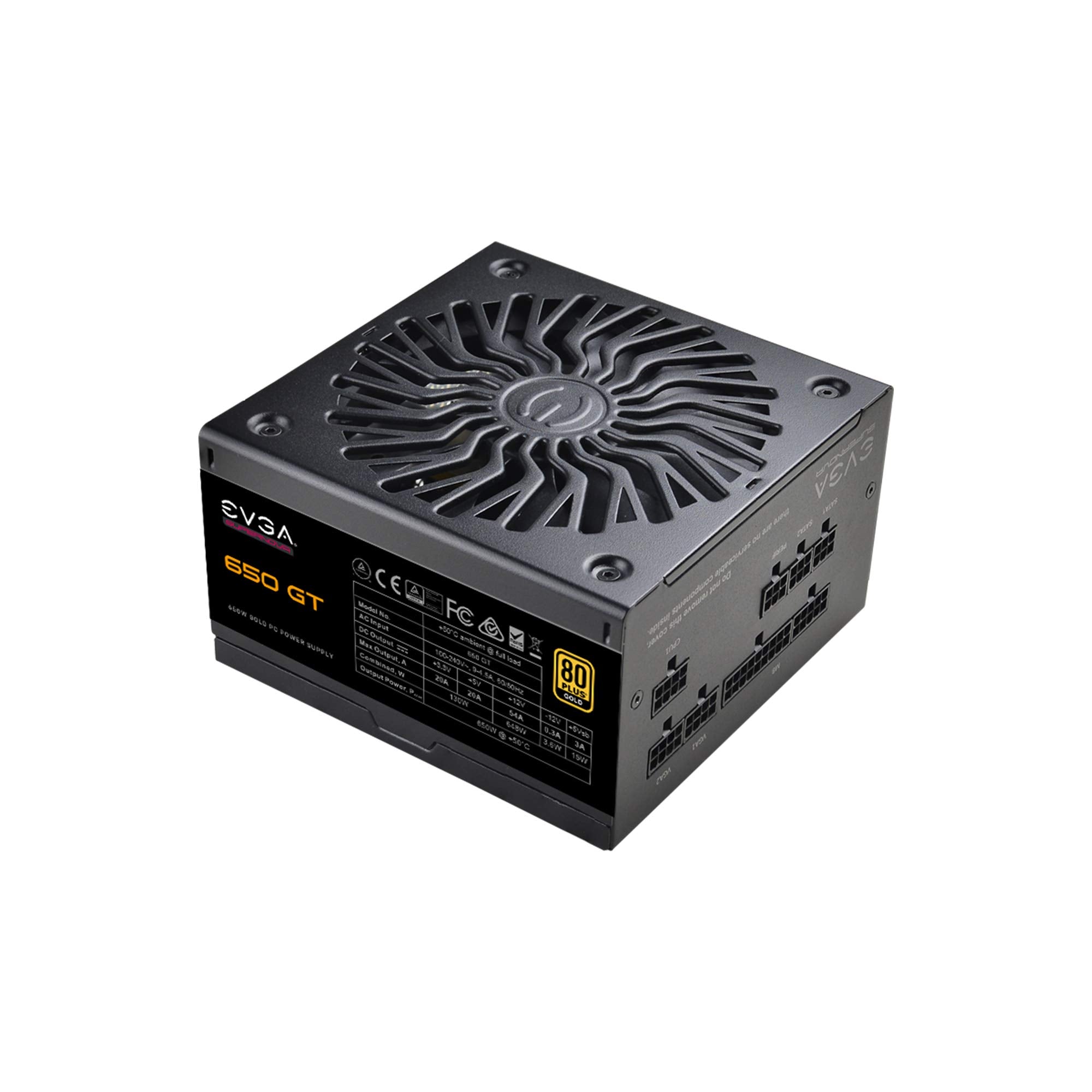 Evga 650 Gt, 80 Plus Gold 650W, Fully Modular, Auto Eco Mode With Fdb Fan, 100% Japanese Capacitors, 7 Year Warranty, Includes P
