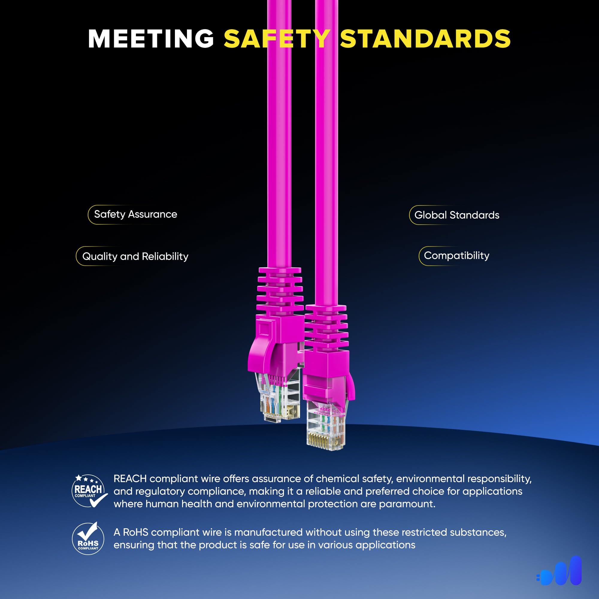 Maximm Cat 6 Ethernet Cable 8 Ft (12 Pack)   High Speed Lan Cable, Internet Cable, Patch Cable, And Network Cable   Utp, 10Gbps, 550Mhz Ethernet Cord   Pink