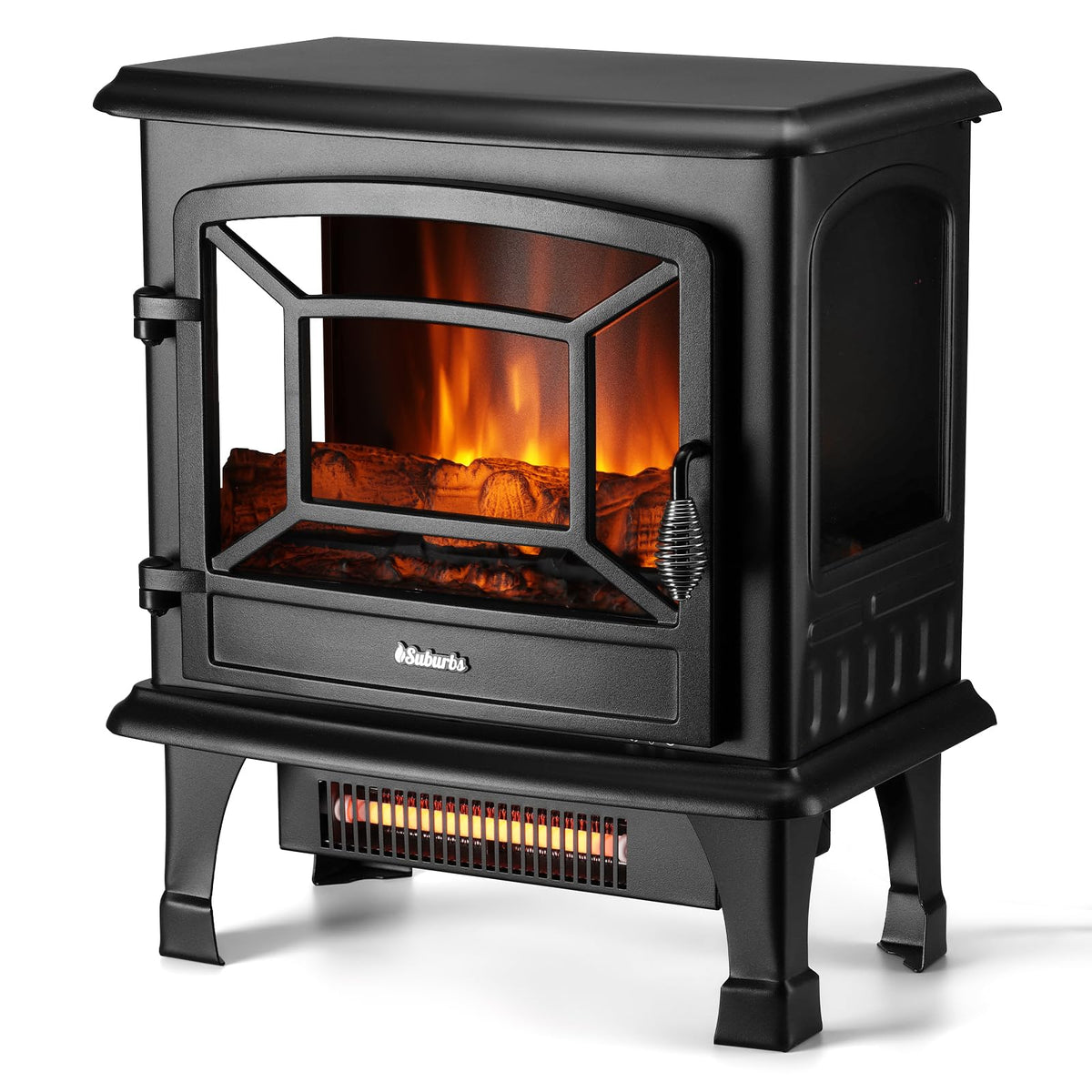 Turbro Suburbs 20 In. Electric Fireplace Infrared Heater With Crackling Sound, Freestanding Fireplace Stove With Realistic Flame