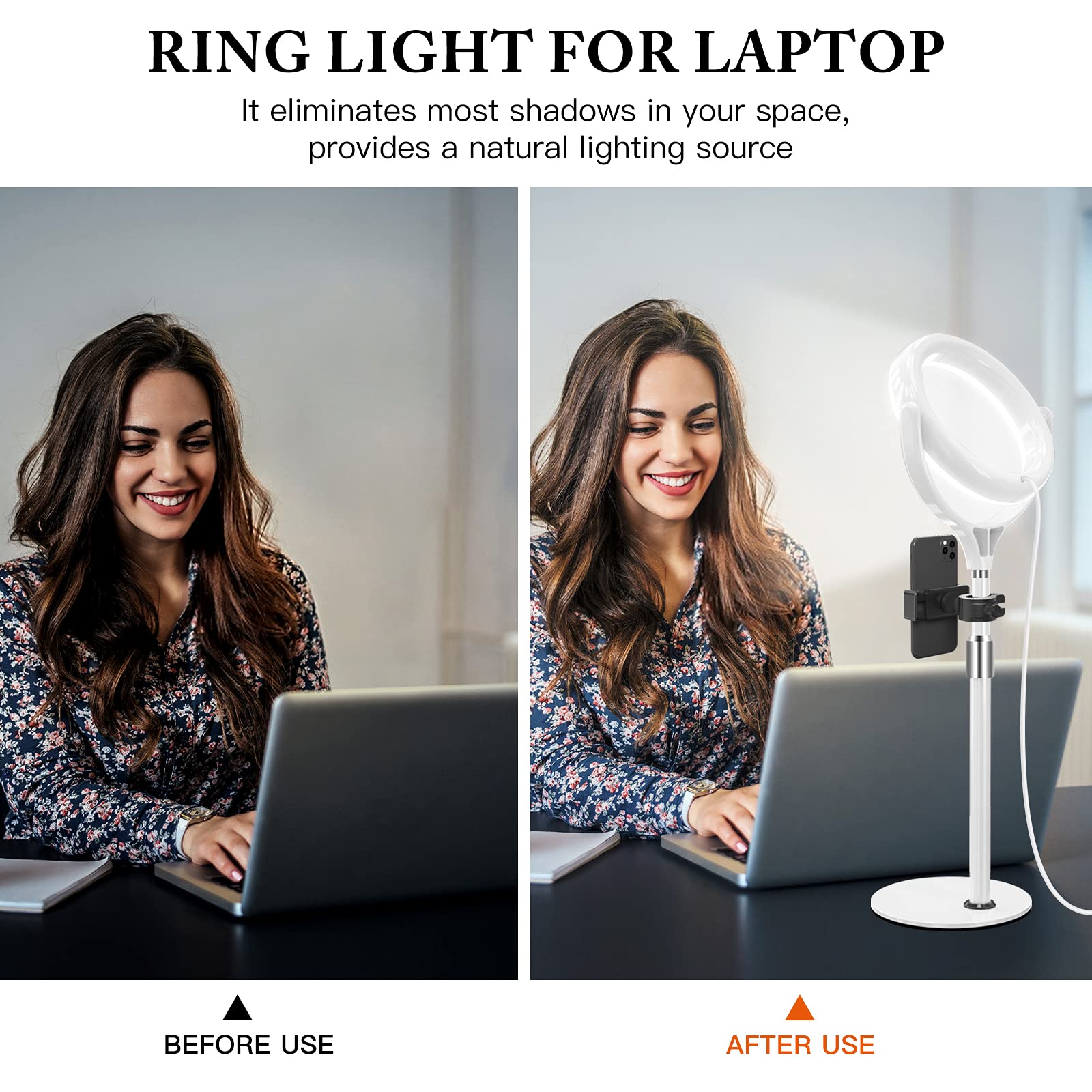 Desktop Ring Light With Stand For Computer Video Conference Lighting, Zoom Light, Online Virtual Meeting, Video Call, Selfie Lig