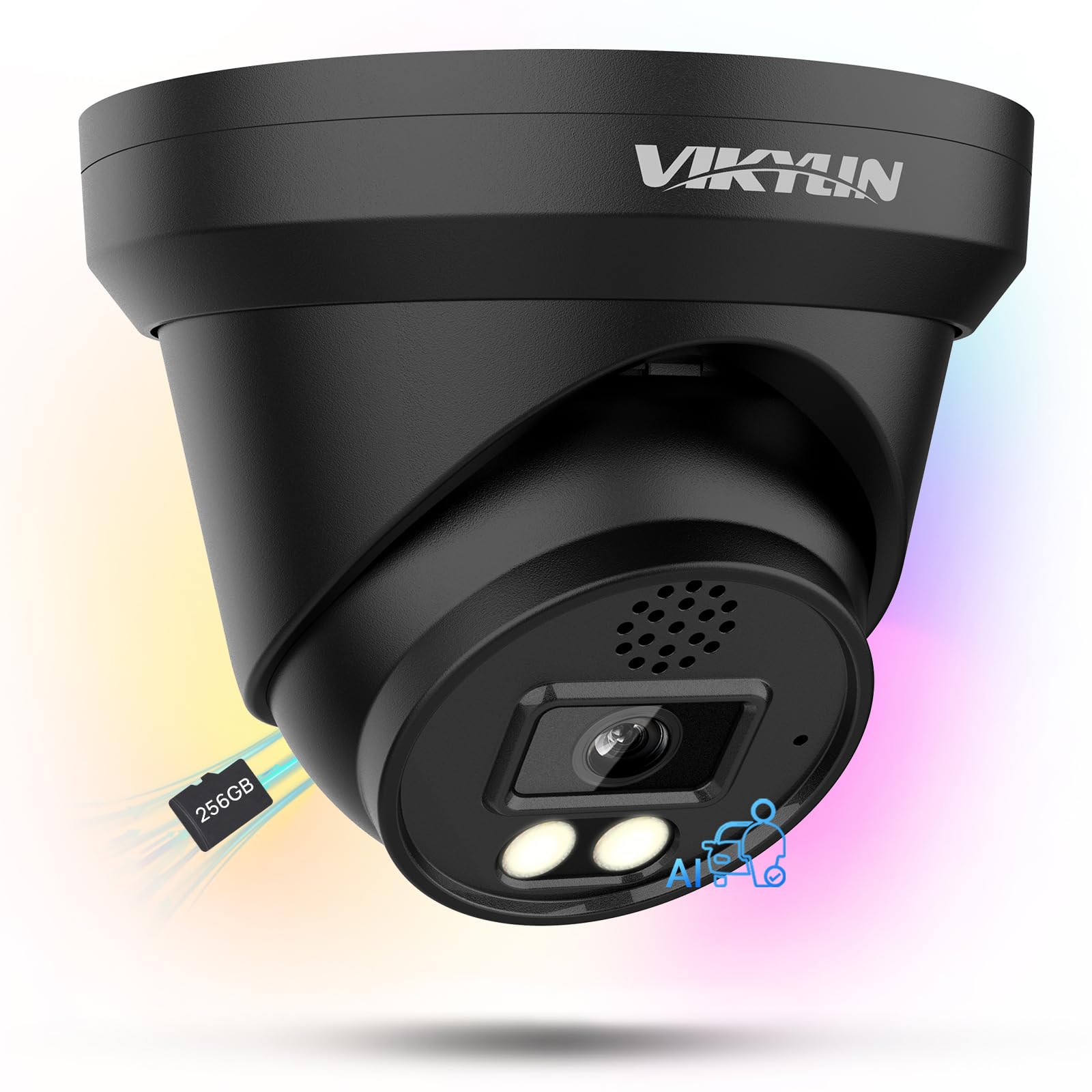 Vikylin 4K 8Mp Full Color Poe Ip Camera, Outdoor 4K Poe Turret Camera With Ai Human/Vehicle Detection, 2.8Mm Lens, F1.0 Aperture