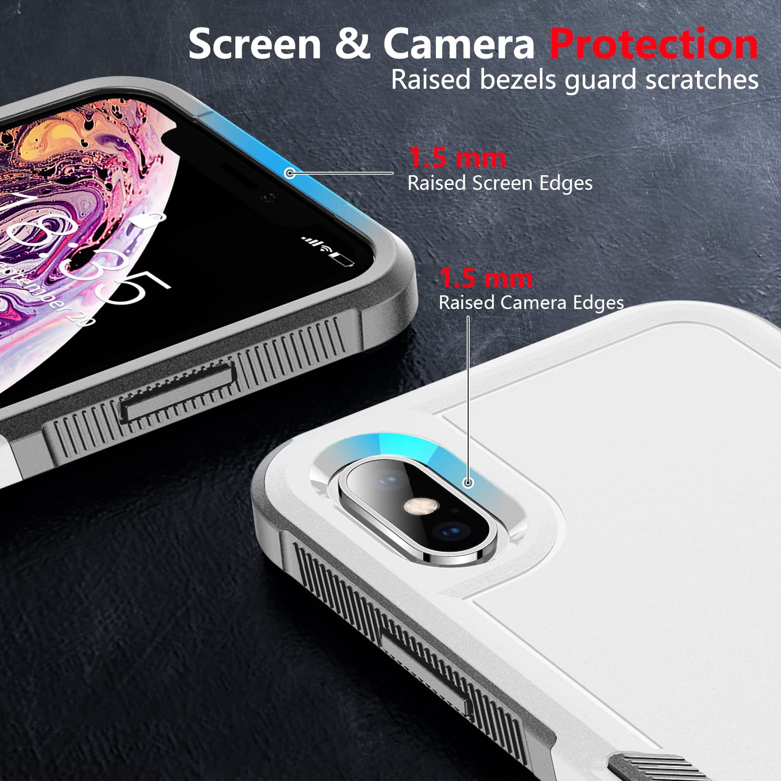 Spidercase For Iphone Xs Max Case, [10 Ft Military Grade Drop Protection] [Non Slip] [2 Pcs Tempered Glass Screen Protector] Sho