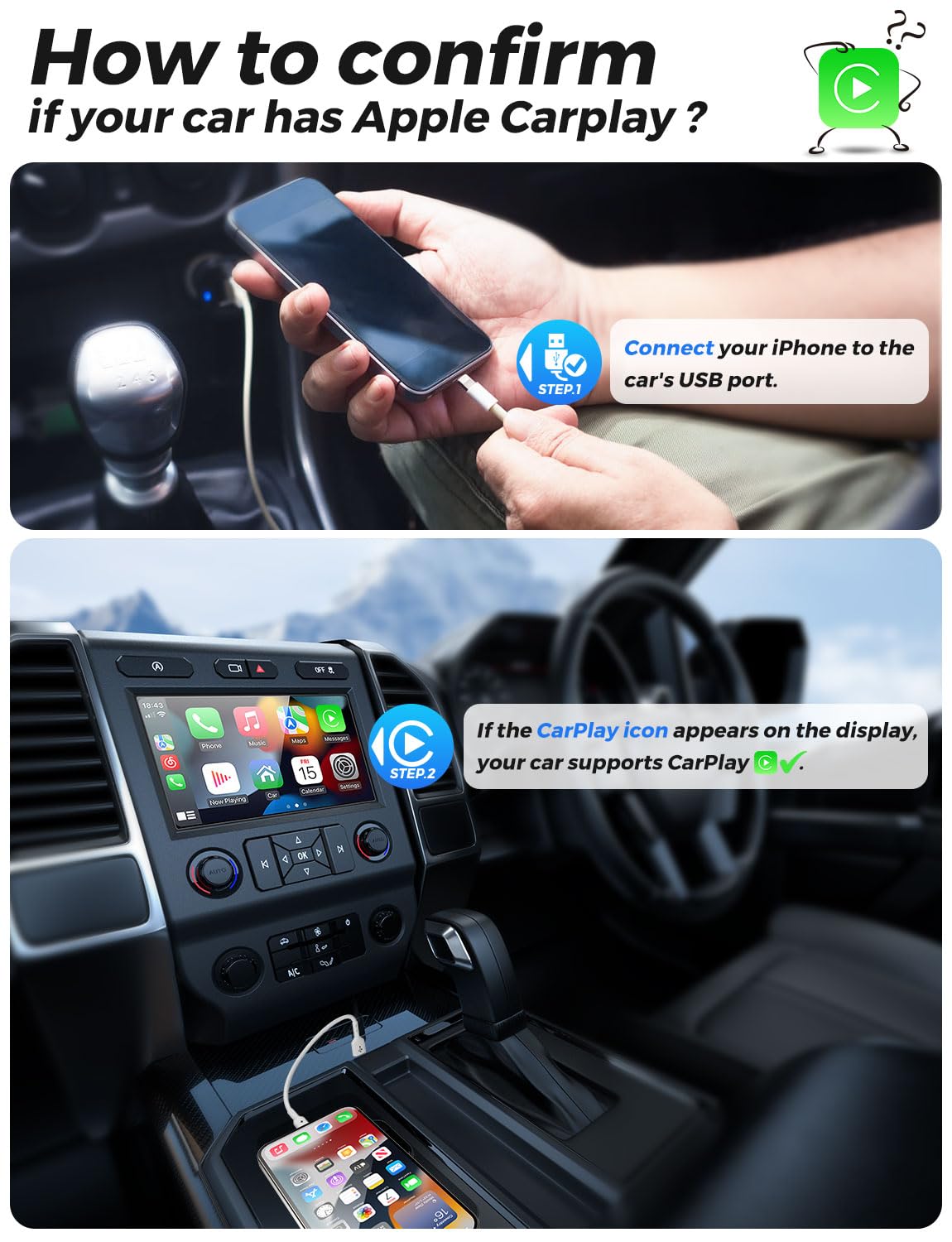 Esamcore Wireless Carplay Adapter For Apple Iphone, [Plug & Play] Wired To Wireless Smart Carplay Dongle Auto Connect Car Play Accessories Fit Usb A & Usb C