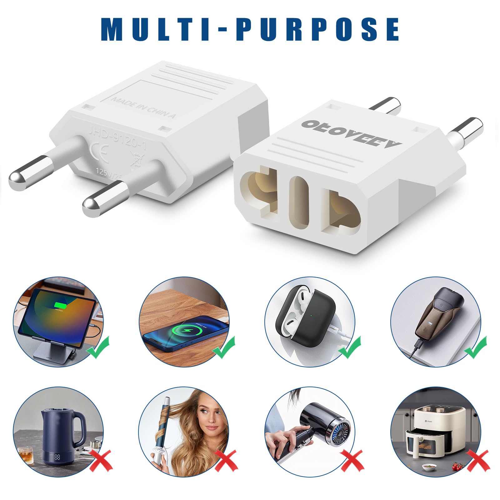 European Travel Plug Adapter, 4 Pack Type F Plug Adapter, Us To Europe Plug Adapter, European Plug Adapter, Adapter For Europe P