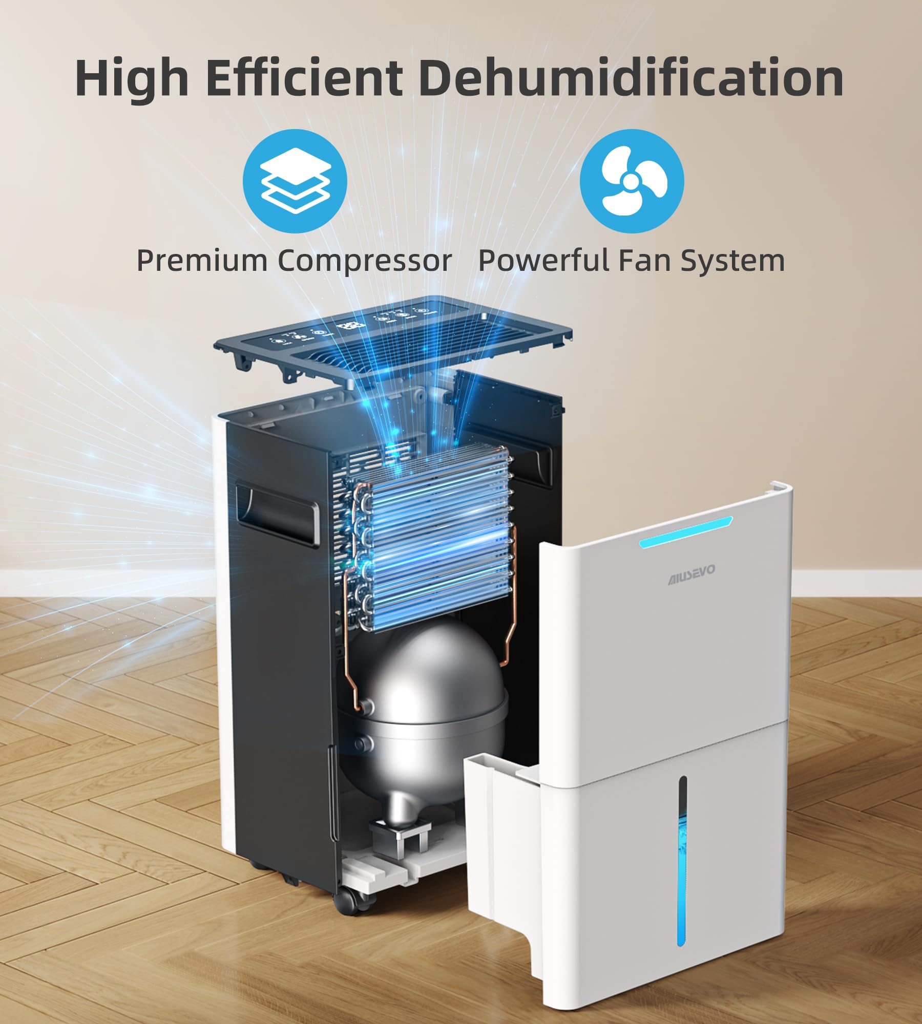 Aiusevo 1500 Sq.Ft Dehumidifier For Basement And Large Room, 21 Pint Dehumidifiers For Home With Drain Hose, Intelligent Humidit