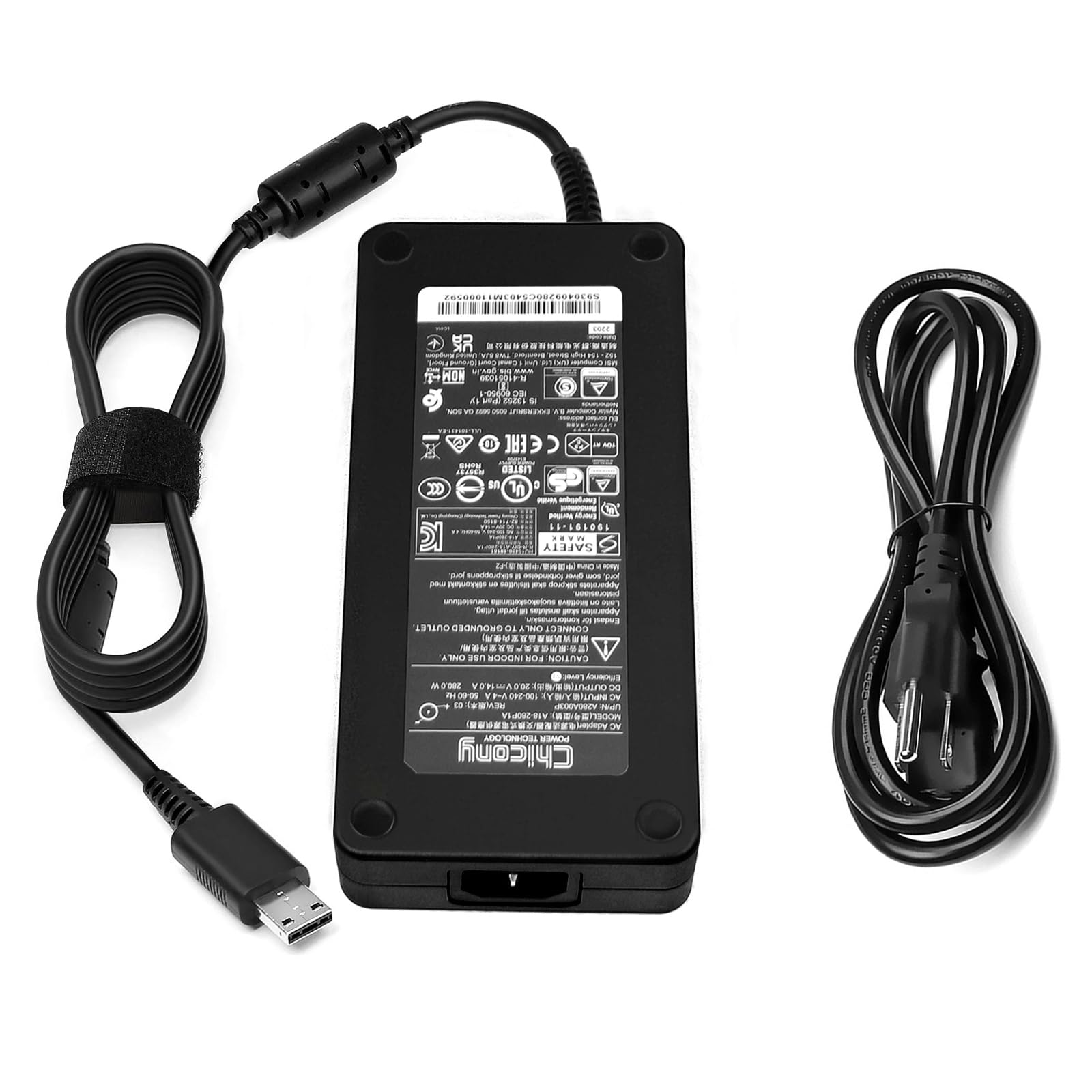 Juyoon 280W Usb Tip Charger For Msi Gs77 Ge66 Ge76 Raider Gp76 Gp66 Leopard Adp 280Bb B A18 280P1A Clevo X170Sm G X170Km G Oem Msi 280W Laptop Charger Adp 280Eb D Slim Design