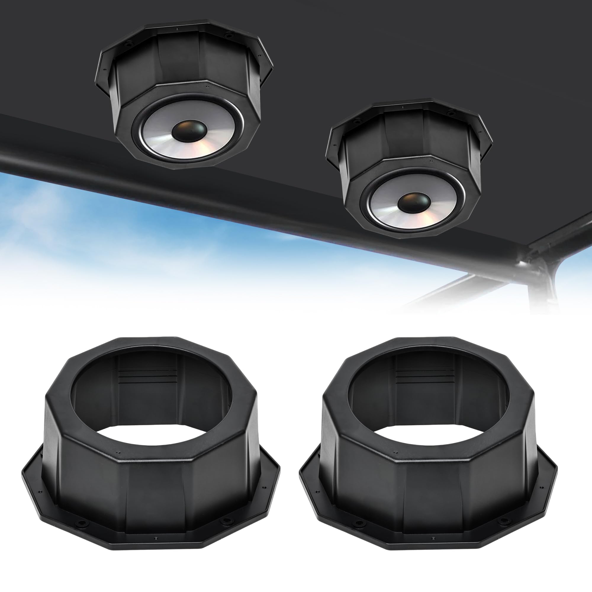 6.5 Speaker Pods, Universal Angled Speaker Enclosure for UTV Boat RV Car