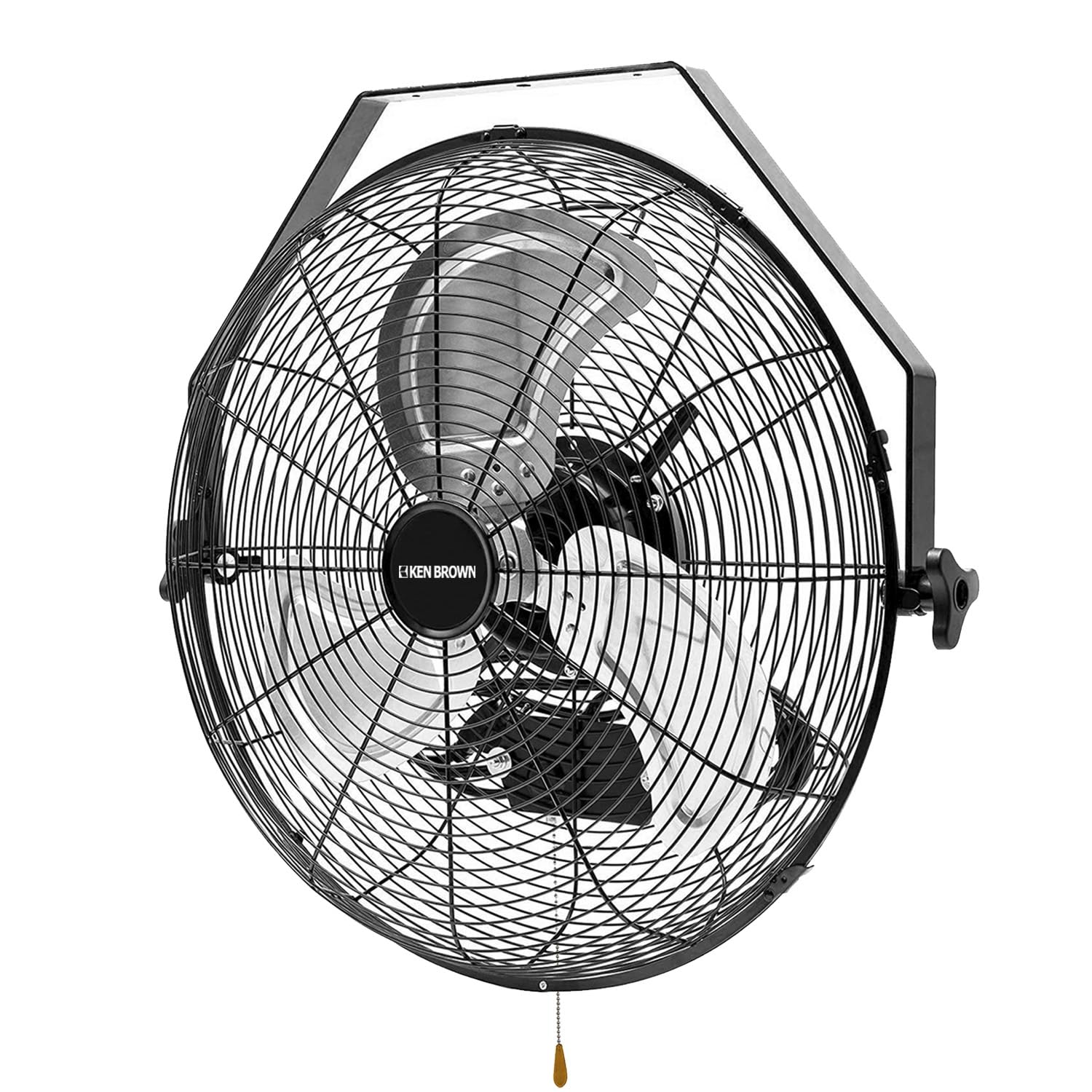 KEN BROWN 18 Inch Industrial Wall Mount Fan, 4300 CFM Metal Heavy Duty Fan, 3-Speeds High Velocity Oscillating Fans for Patios, 