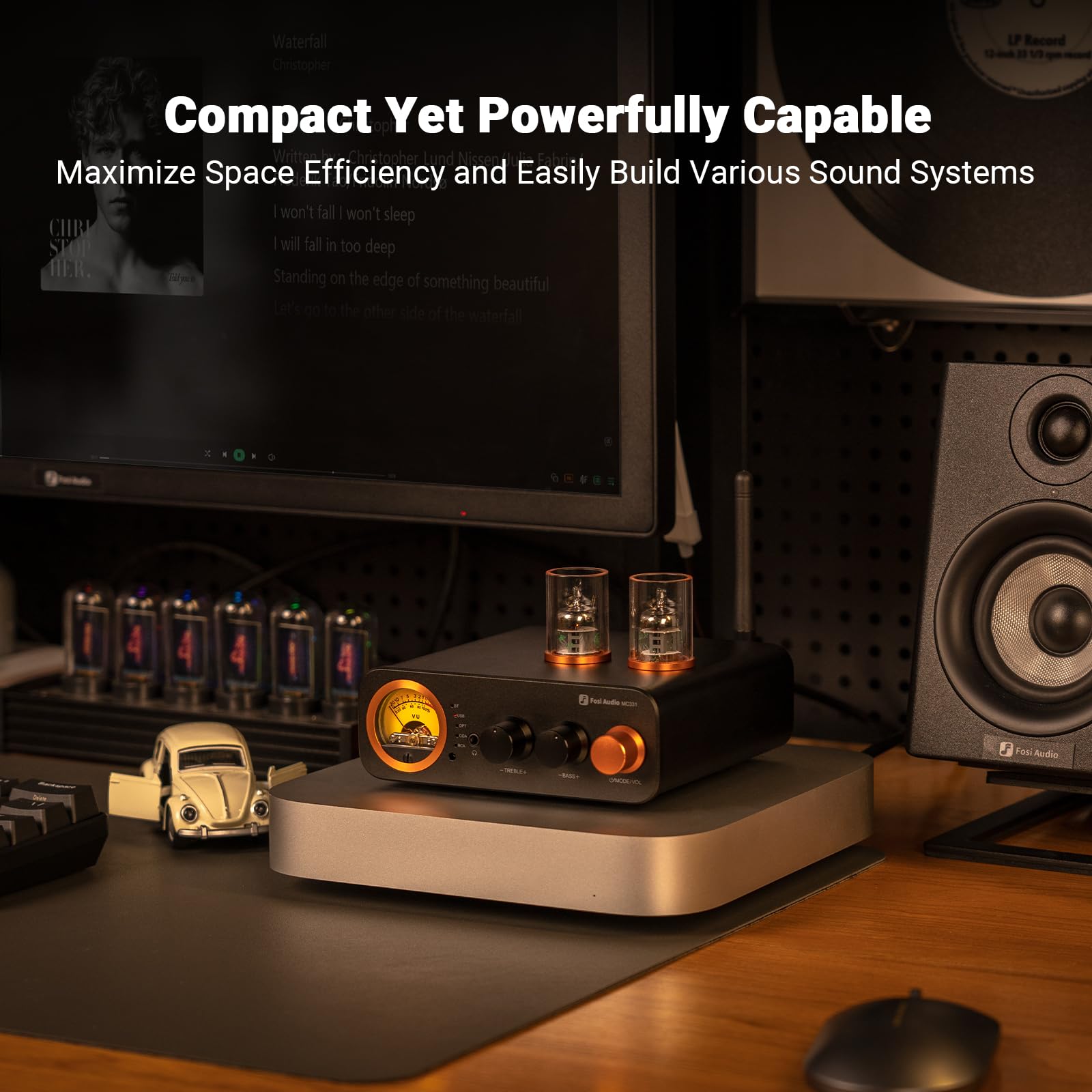 Fosi Audio Mc331 Tube Integrated Amplifier With Dac, 2 Channel Home Audio Stereo Power Amp For Hifi Bookshelf Speakers/3.5Mm Hea