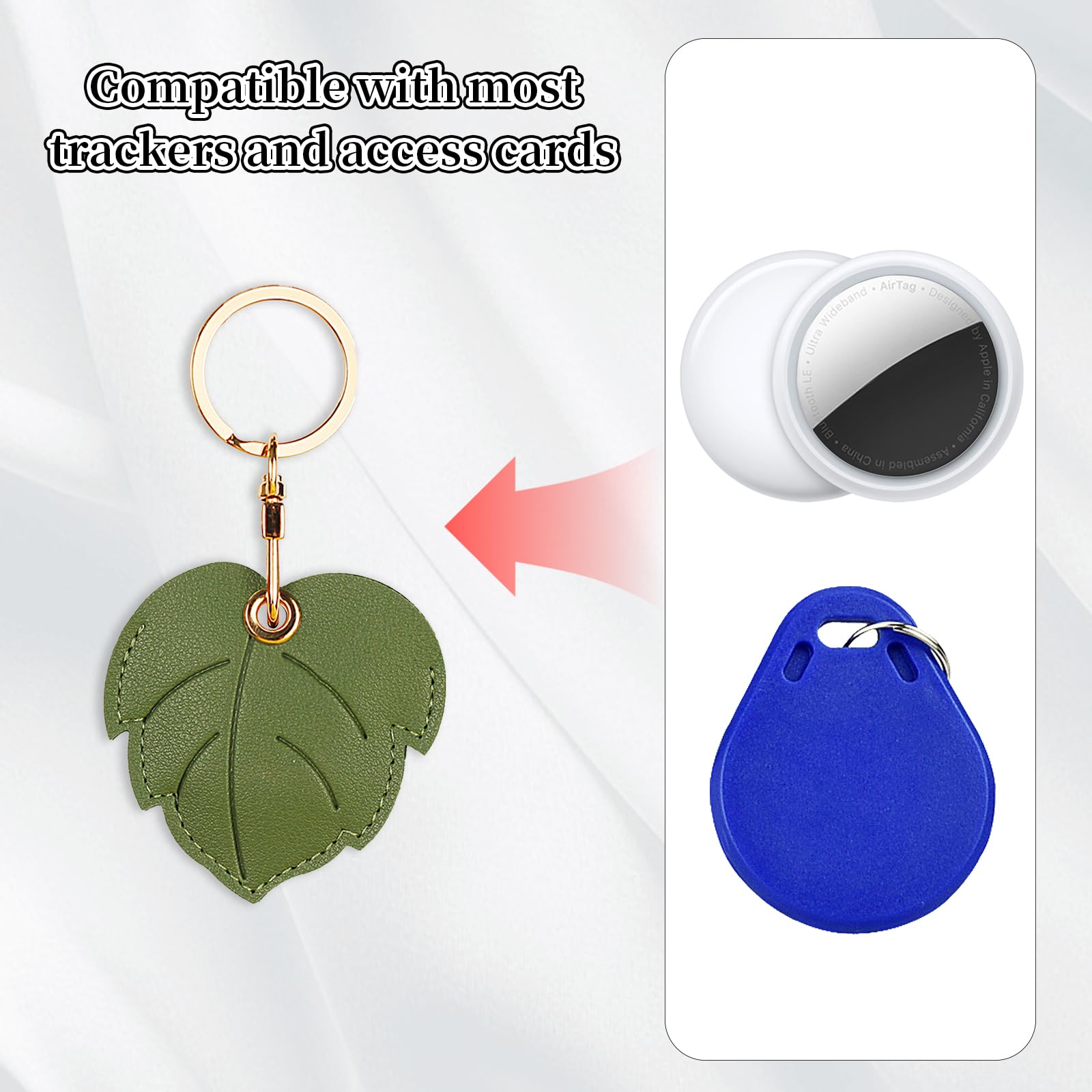 Xsuioy Leather Keychain Case Holder Compatible With Apple Airtag, Gps Airtag Keychain Finder Tracker With Key Ring, Anti Scratch