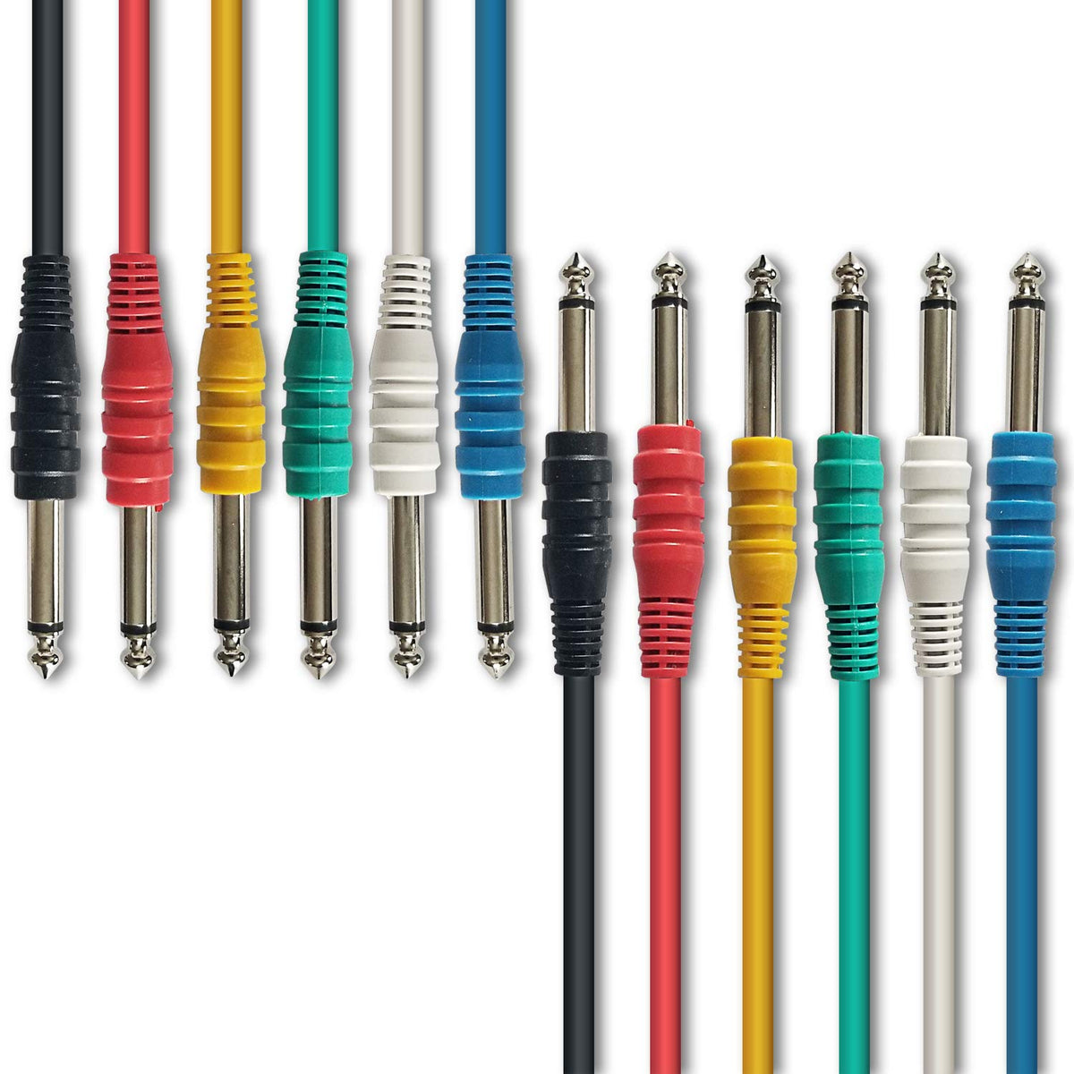 Axcessables 1/4 (6.35Mm) Ts To 1/4 (6.35Mm) Ts Unbalanced Mono Multi Color Patch Cables 6 Pack (3Ft) Outboard Gear & Patchbay Studio Cables External Effects Digital Analog Effects