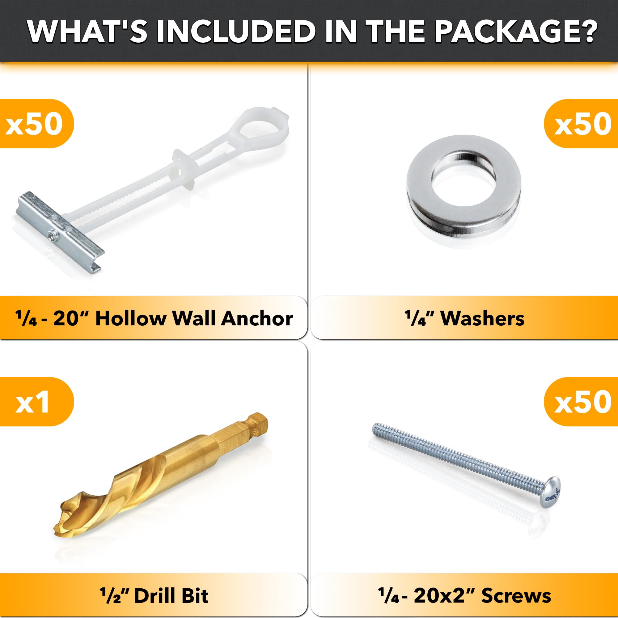 Condomounts Eda1451 Universal Wall Mounting Anchors | Steel Stud | No Stud | Metal Stud Anchors | Tv Mount Metal Studs | Cabinet