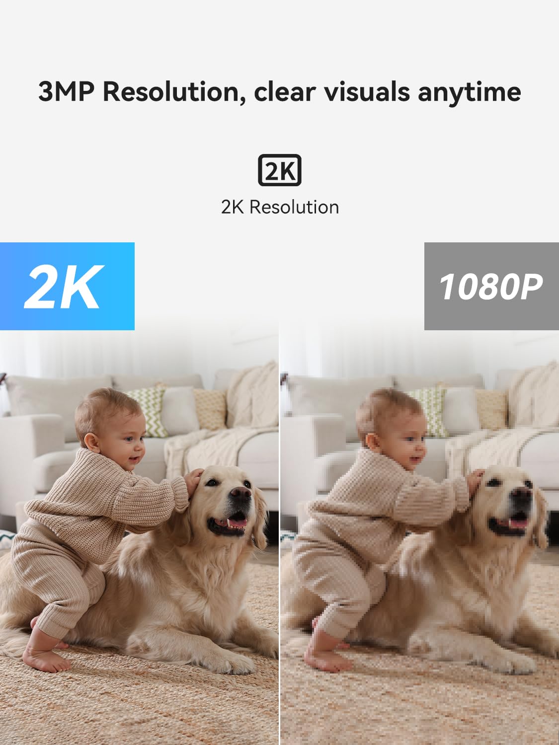 Jaiotlink 2K Indoor Camera, 5G & 2.4G Wifi Pet Camera With Phone App,Security Cameras For Home With 360 Pan&Tilt,Night Vision,Mo