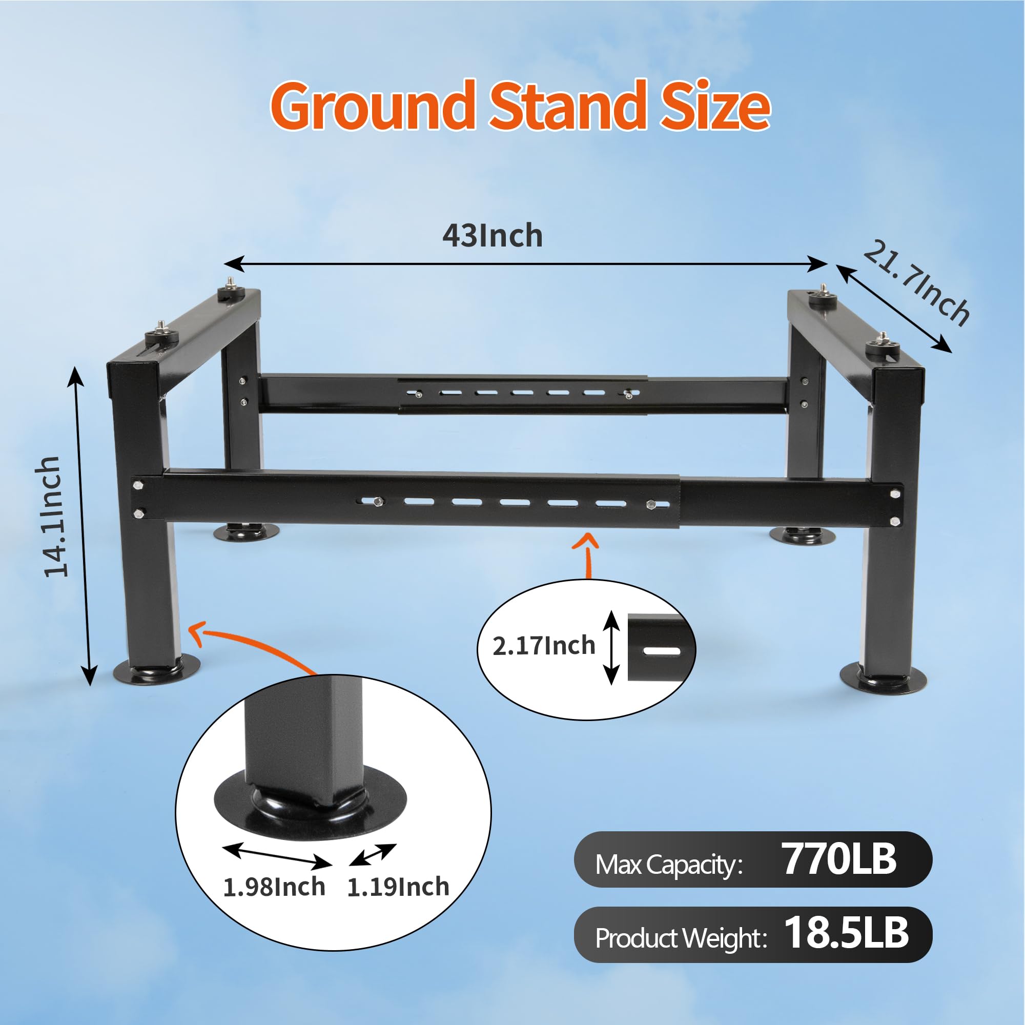 Wecooper Mini Split Ground Stand For 9000 60000Btu, Heavy Duty Condenser Stand, Mini Split Ac Bracket For Ductless Air Condition