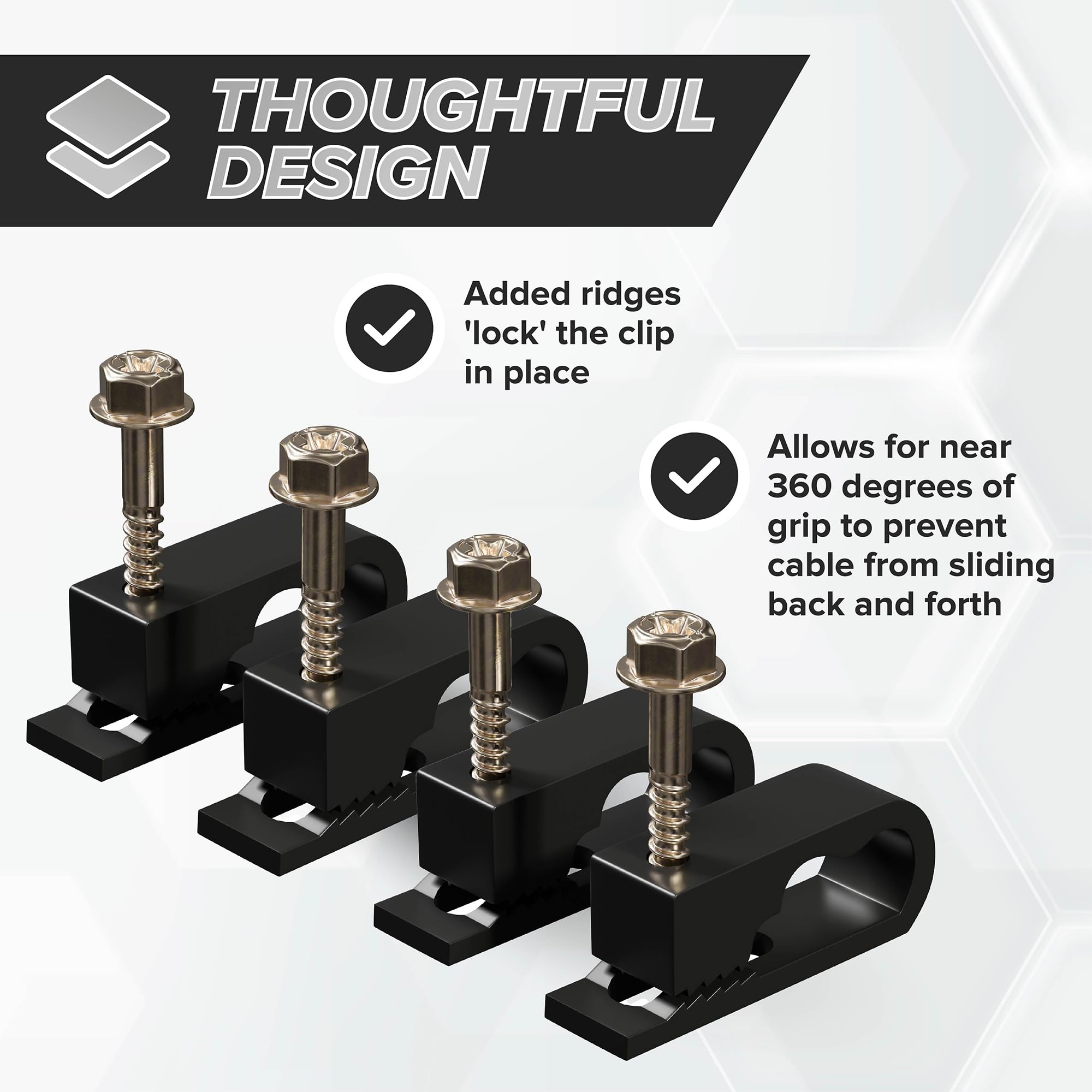 The Cimple Co   Dual, Twin, Or Siamese Coaxial Cable Clips, Cat6, Electrical Wire Cable Clip, 1/2 In Screw Clip And Fastener, Bl